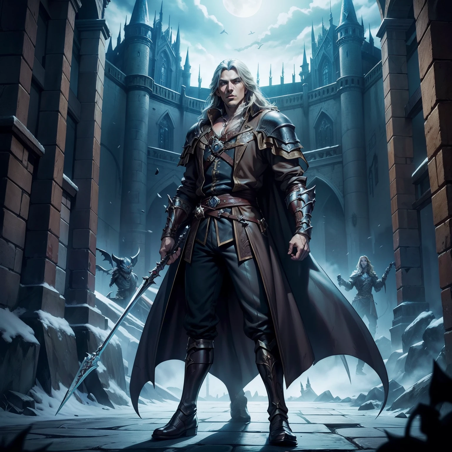 Castlevania Lord of the shadows hyper realistic super detailed great Legendary battle of 10 knights hyper realistic super detailed movie scènes