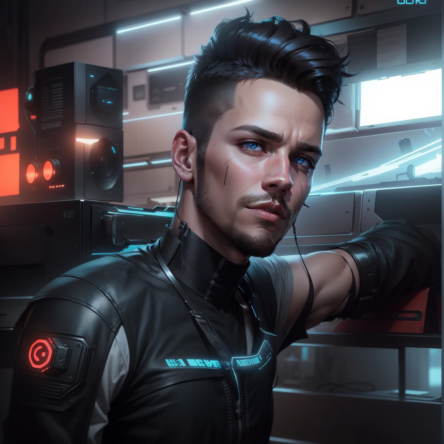 Change background cyberpunk hansome boy, realistic face, 8k, ultra realistic,