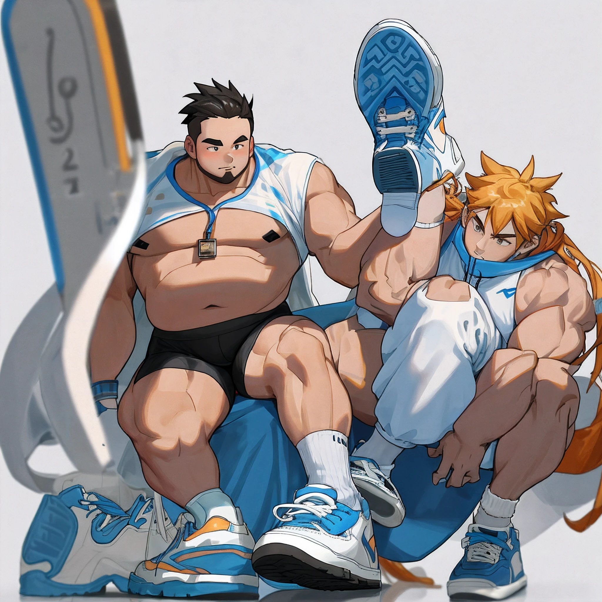 Lipocystic boys,thick leg,Wear white socks and sneakers