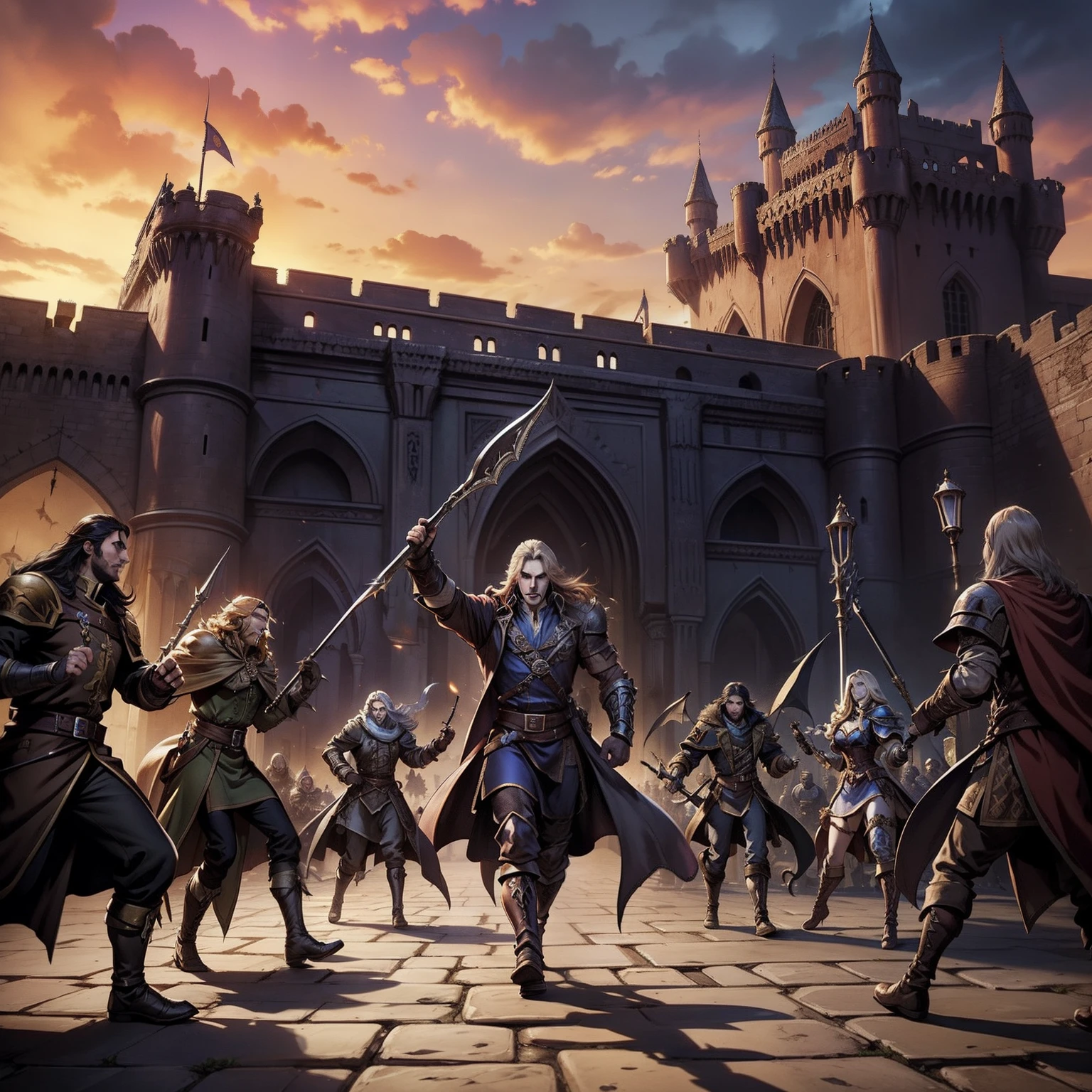 Castlevania lords of the shadows hyper realistic super detailed leading troops army of demons surrounding great moroccan castle to battle Epic