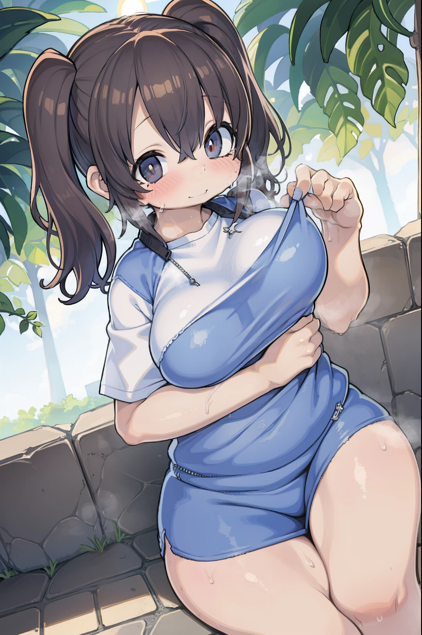 Sporty, A dark-haired,sun burn、Sweating