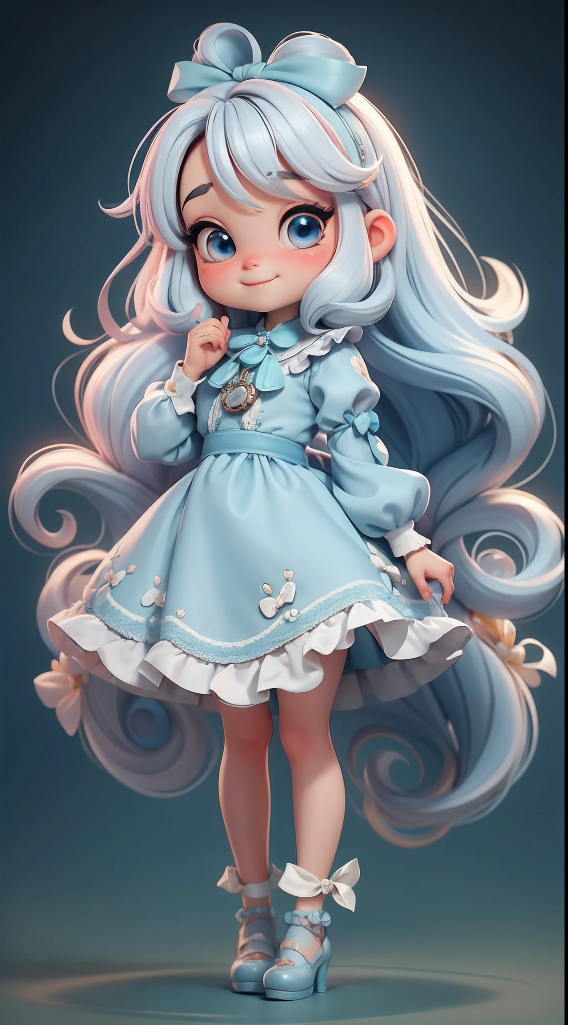 Create a cute chibi version of the Alice character in an 8K resolution.
Boneca Chibi Alice: She should look adorable and cute, Keeping the iconic elements of the original character. A Alice lolibi deve ter um rosto redondo com olhos grandes e brilhantes, long eyelashes and rosy cheeks. Seus cabelos devem ser curtos e em tons vibrantes de loiro ou castanho claro.
Vestido encantador: Vista a Alice loli chiom um vestido fofo e elegante em tons de azul, vermelho ou branco. O vestido pode ter babados, lace and details that refer to the theme of Wonderland. Add loops or ribbons to add a touch of delicacy.
Avental e Arco: Acrescente um avental branco sobre o vestido da Alice chibi, tied at the waist with a delicate bow. O avental pode ter pequenos detalhes como bolsos ou bordados sutis.
Meias e Sapatos Fofos: Complete o visual da Alice chibi com meias listradas em azul e branco ou com detalhes divertidos. On the feet, coloque sapatos fofos de boneca, com amarras ou fivelas.
magical accessories: Add lovely accessories to Alice chibi, like a bow in the hair or a tiara with Wonderland-themed details. You can also include a pocket watch or a cup of tea in your hands.
Certifique-se de adicionar sombras, texturas e detalhes nos cabelos, Alice chibi's clothes and accessories to make her even more adorable and charming. Give him a curious expression and a sweet smile on his face, capturing the essence of the character in a delicate and charming way.