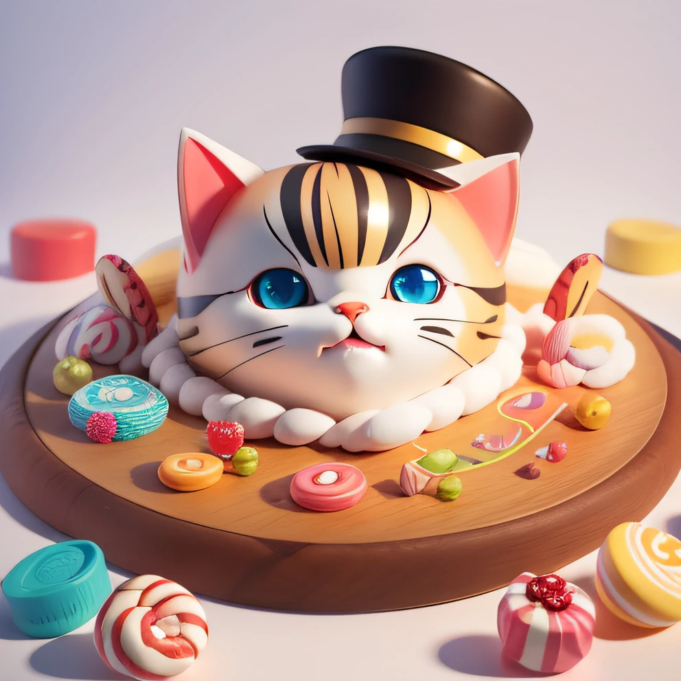 Make a logo with lots of candy, a hungry cat in the middle with 1 cook's hat