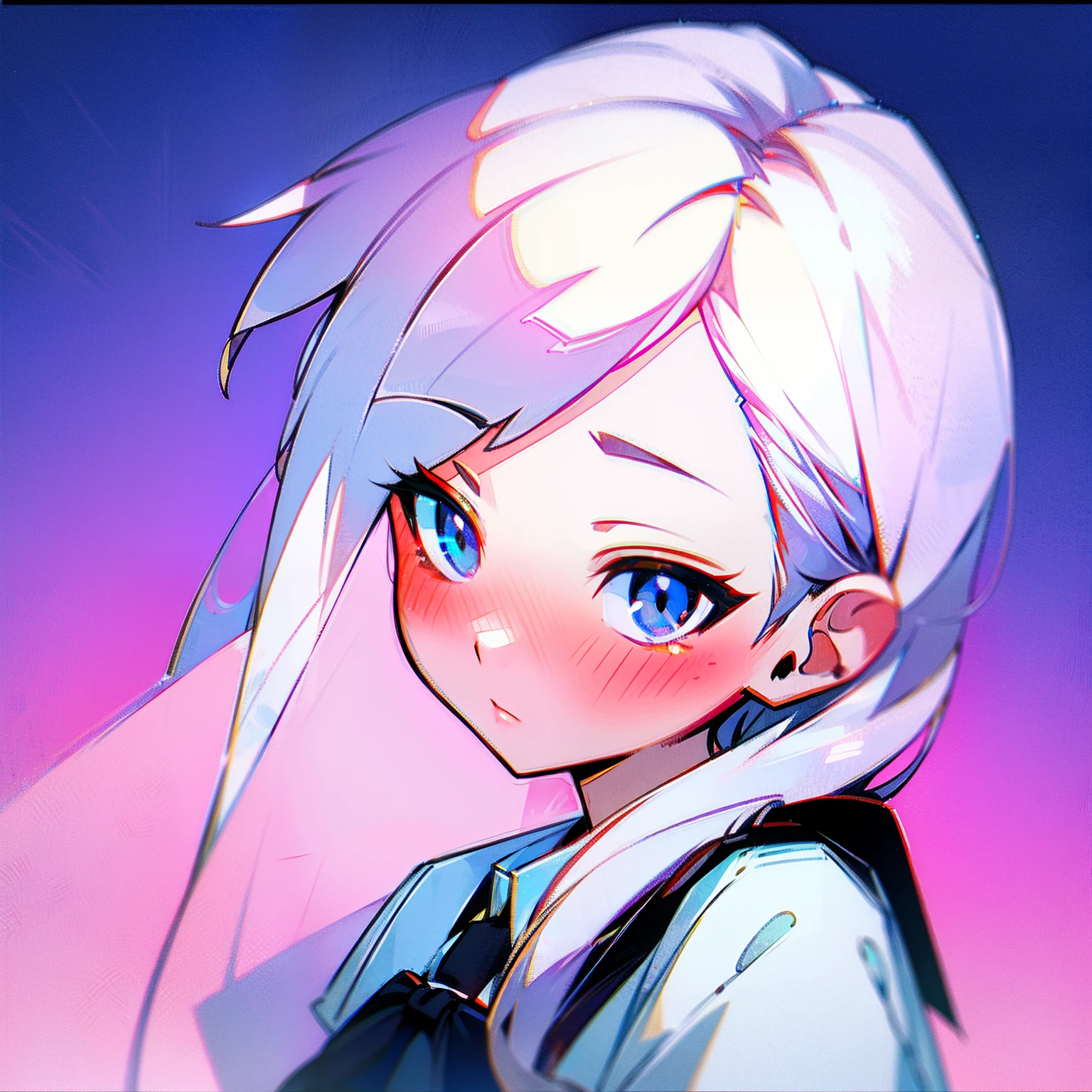 schoolgirls,Blushing:1.6,white color hair,Clear,Transparent,Roadside