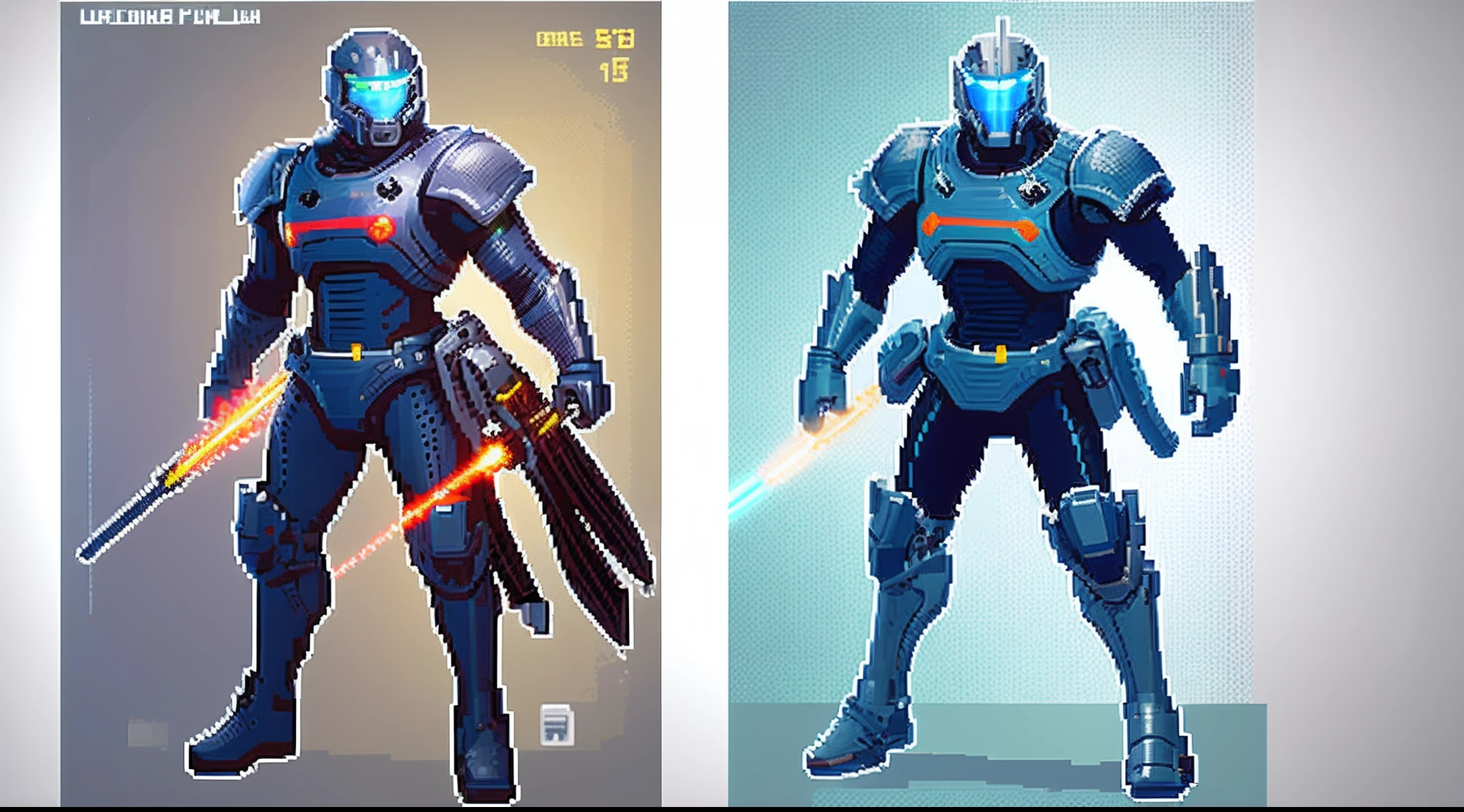 pixel game,character design,Sci-fi suit,Warrior with a laser gun, Pixel art #pixelart