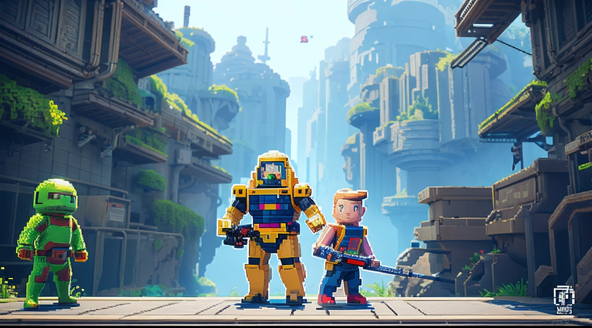 pixel game,character design,Sci-fi suit,Warrior with a laser gun, Pixel art #pixelart
