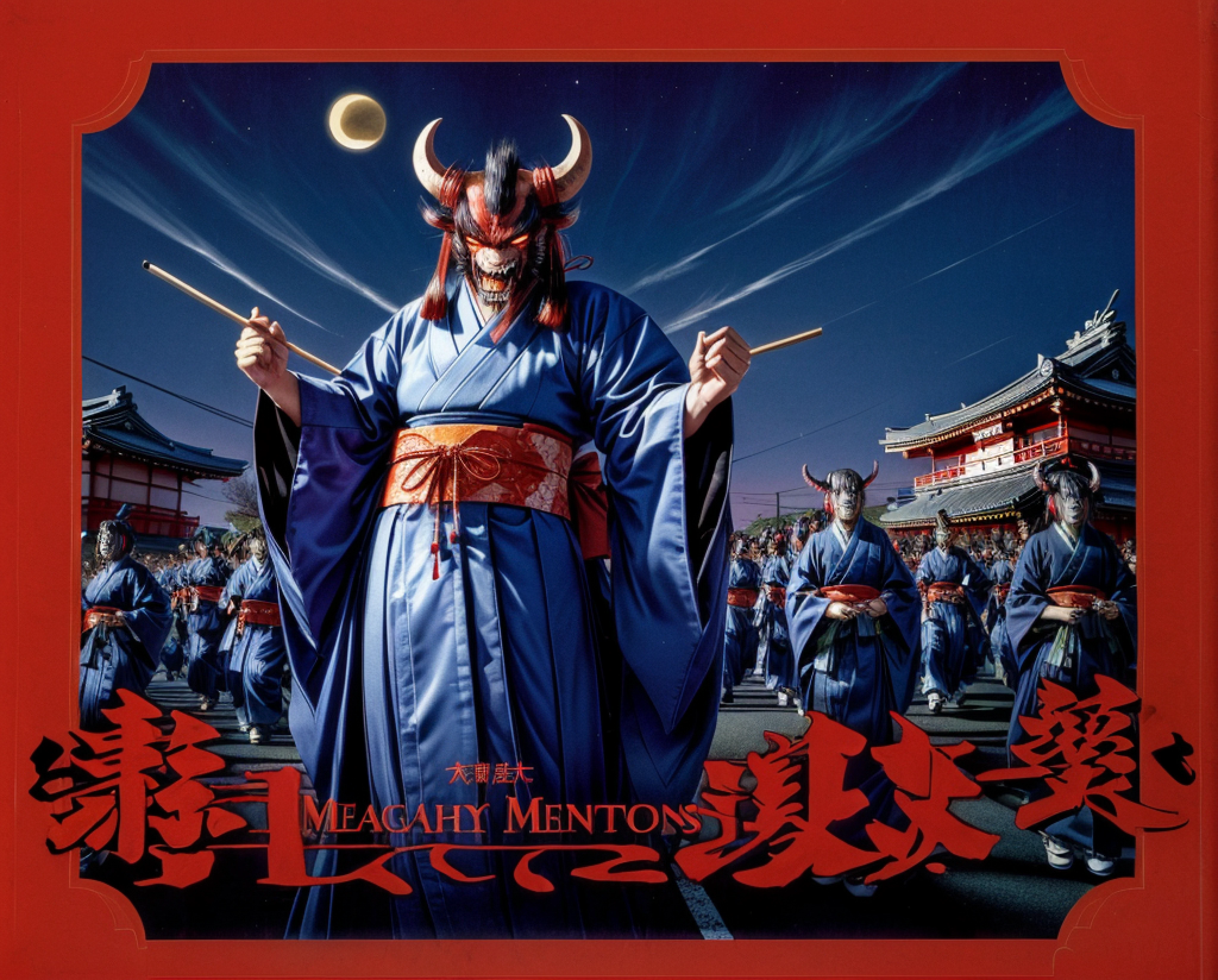 Japanese ugly demons march at night