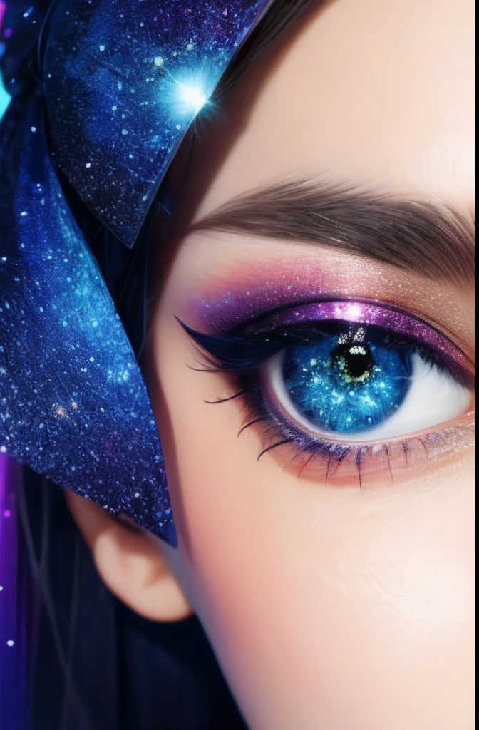 Close-up of girl's eyes,,starrysky,galactic,rich colours,Brilliant colors,Diamond gloss