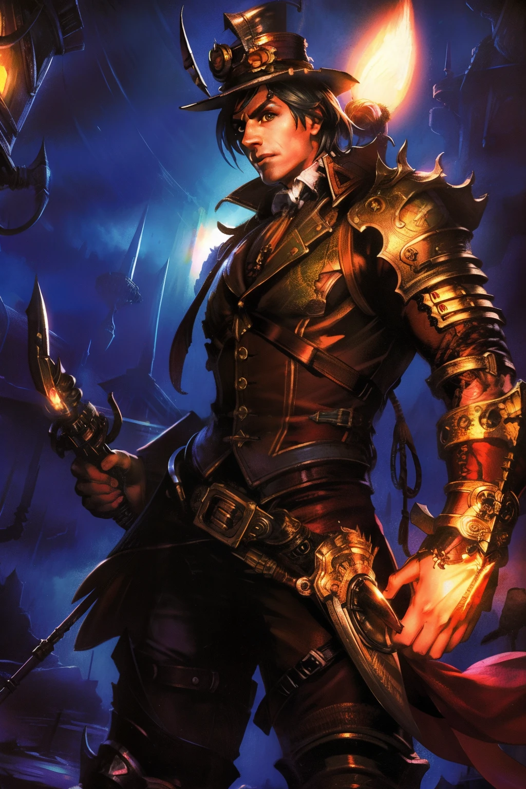 Rocky steampunk, Cinematic lighting, Highly detailed, Detailed armor, full bodyesbian,