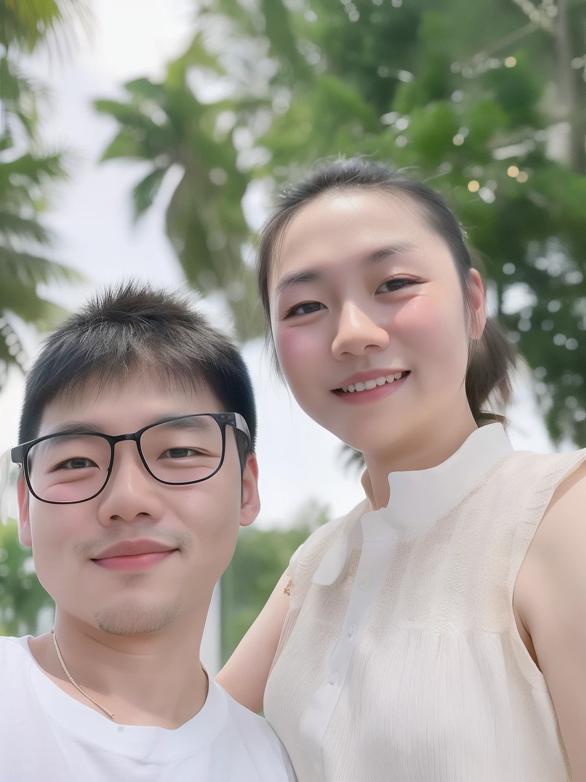 there is a man and woman that are posing for a picture, ruan jia and fenghua zhong, lovely couple, happy couple, 8k selfie photograph, ruan jia and brom, couple, hoang long ly, phong yintion j - jiang geping, photo taken with nikon d750, photo taken with nikon d 7 5 0