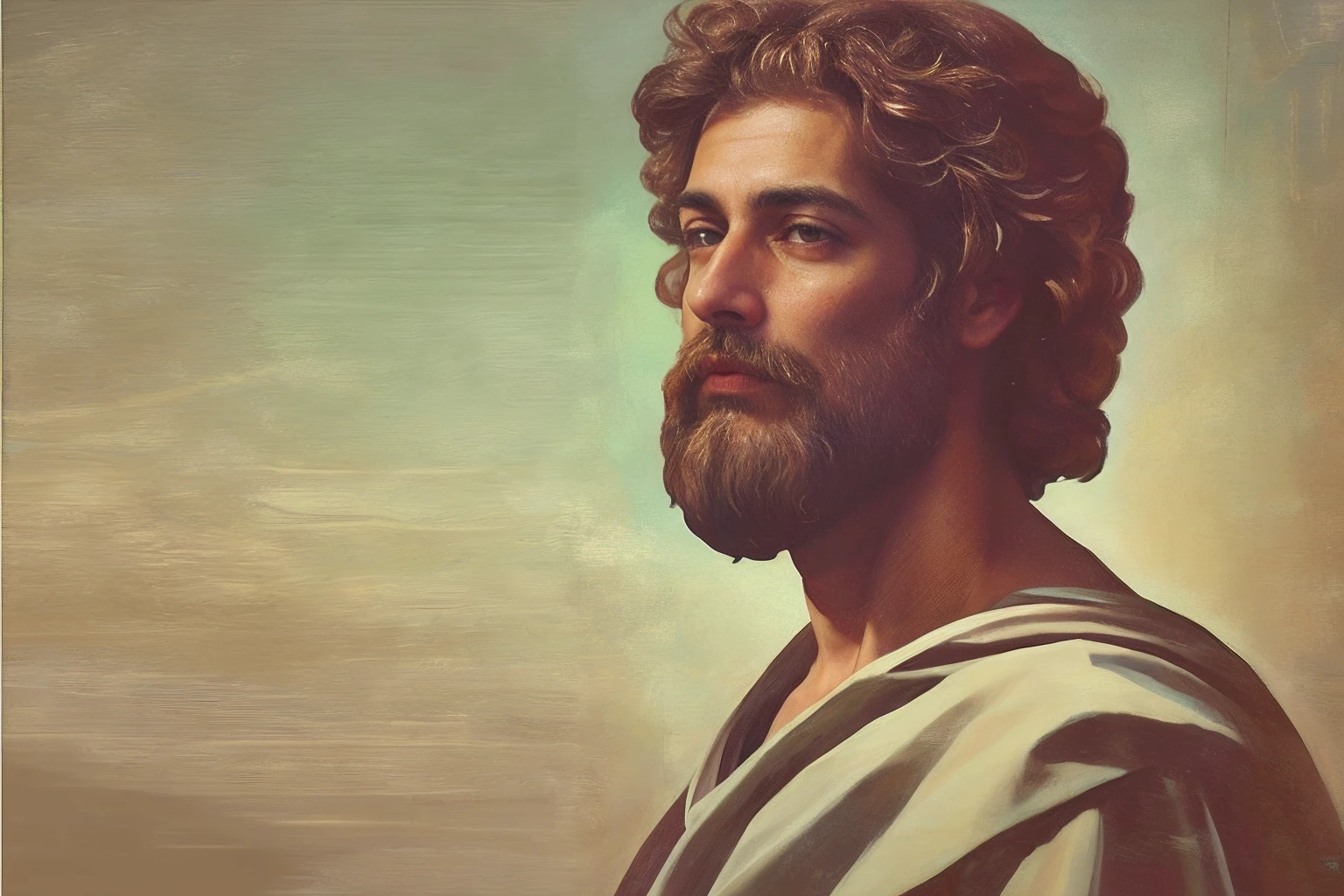 realistic image of the Apostle St. Paul, de um homem com barba e barba, divine and stoico, Estoicismo, theophanes, inspired by Theophanes, o grego, Stoic attitude, stoic, estoico and calm, eStoic face, pintado digitalmente, Pose estoica, eStoic facial expression, Mito grego pintura digital, Realistoc, foto realista