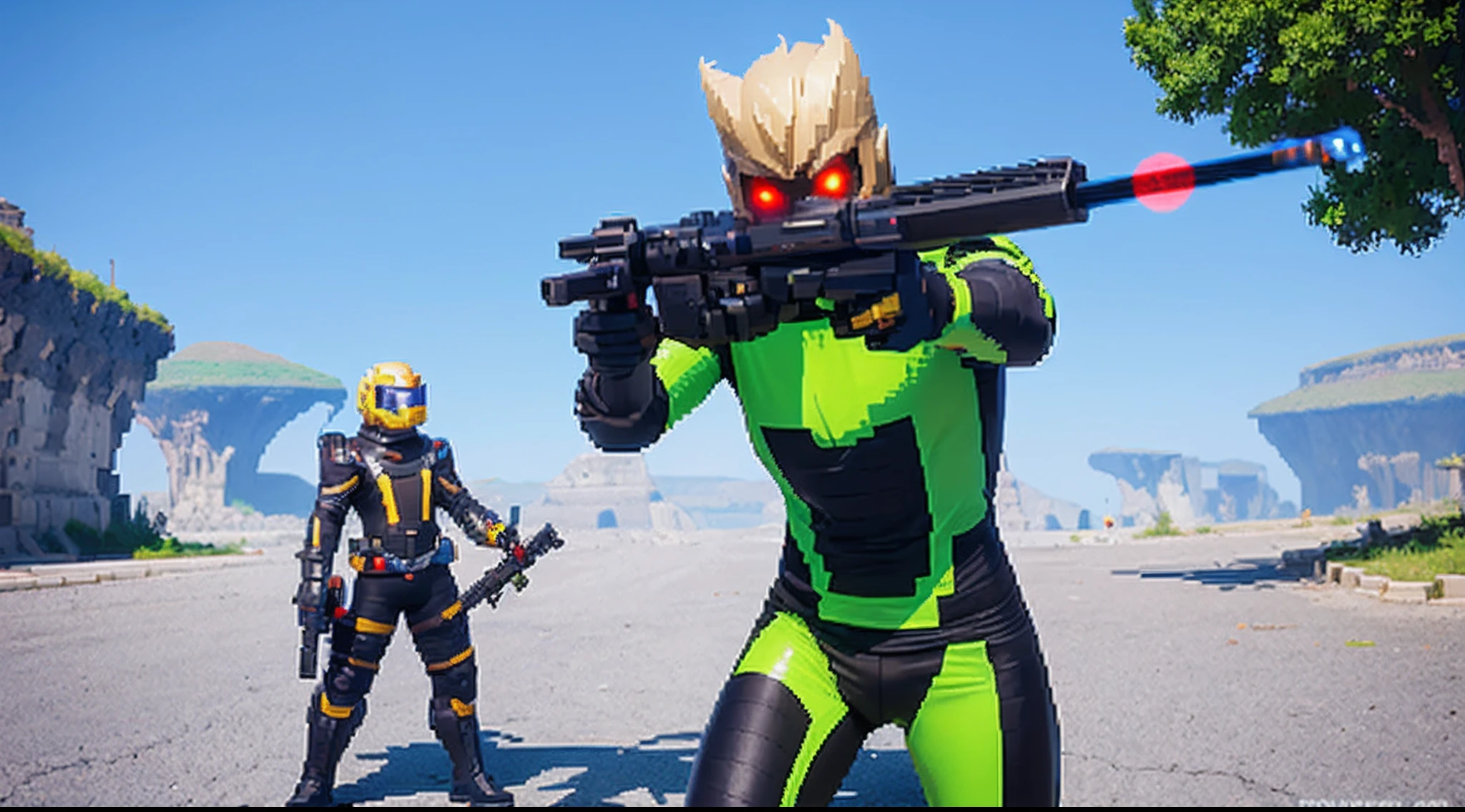 pixel game，character  design，Sci-fi suit，Warrior with a laser gun， Pixel art #pixelart