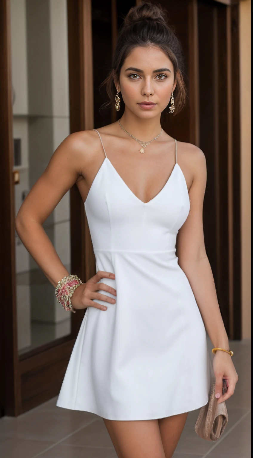 ((Sandalia de playa plana)),((cuerpo completo )),(((Hotel de lujo en Punta Cana )))(( angelic brazilian REDHAIR bun girl ))((vestido blanco elegante)),(((cuerpo completo ))),(((Reloj de pulsera iwatch))),,(((cuerpo completo))),(( cuello )),(((Hotel de lujo en Punta Cana ))),(((cuerpo completo))),rough face, piel natural, alta calidad, NSFW, ojos hermosos, (cara y ojos detallados), ruido, extra, Foto real,...PSD, Film photography with lamp, foco nítido, contrast lighting, Piel detallada, 8K High Resolution,realista, profesional photography, 8k UHD, SLR camera, soft illuminaotion, alta calidad, movie grain, ((Sony alpha a1)),((70mm))