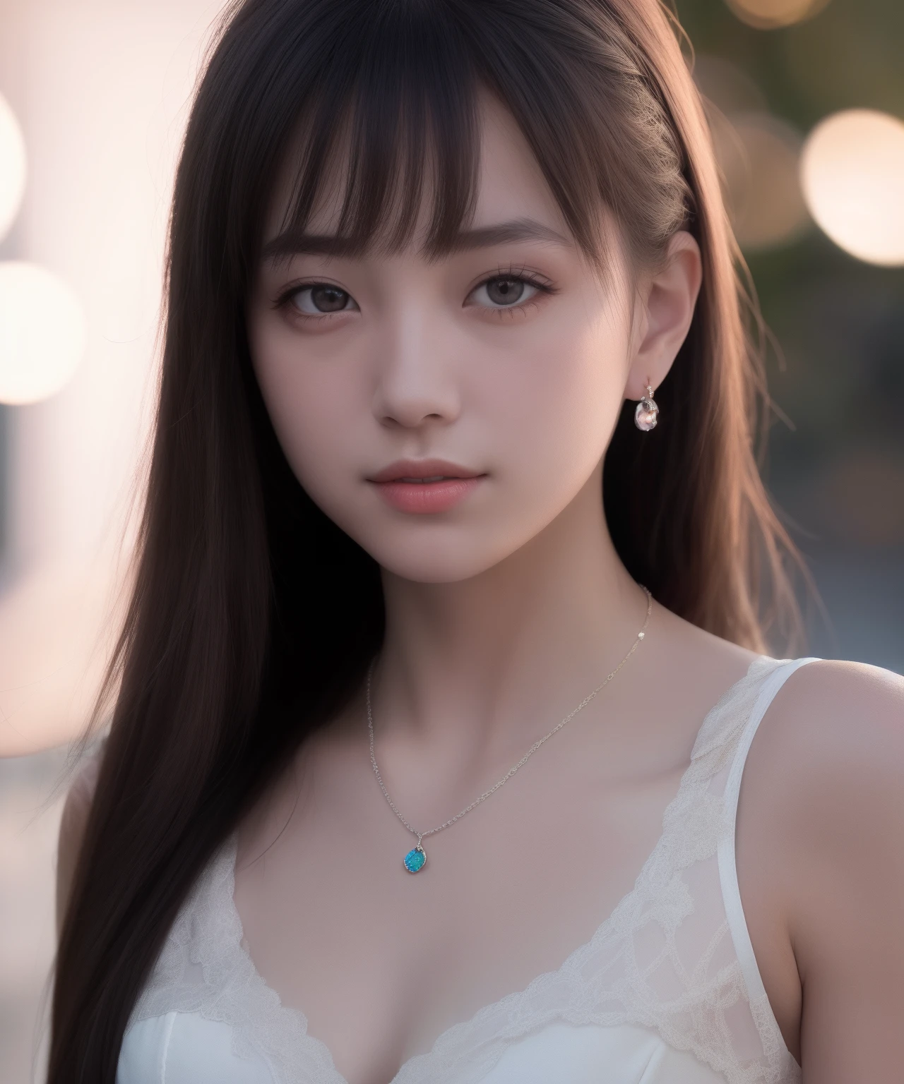 Top Quality, Masterpiece, Hi-Res, Girl 1, 20 years old, Cute Pink Underwear, Necklace, Jewelry, Beautiful Face, upon_body, Tyndall Effect, Photorealistic, Dark Studio, Rim Lighting, Two-Tone Lighting, (High Definition Skin: 1.2), 8K UHD, DSLR, Soft Lighting, High Quality, Volumetric Lighting, Cand, Photography, high-resolution, 4k, 8k, bokeh,