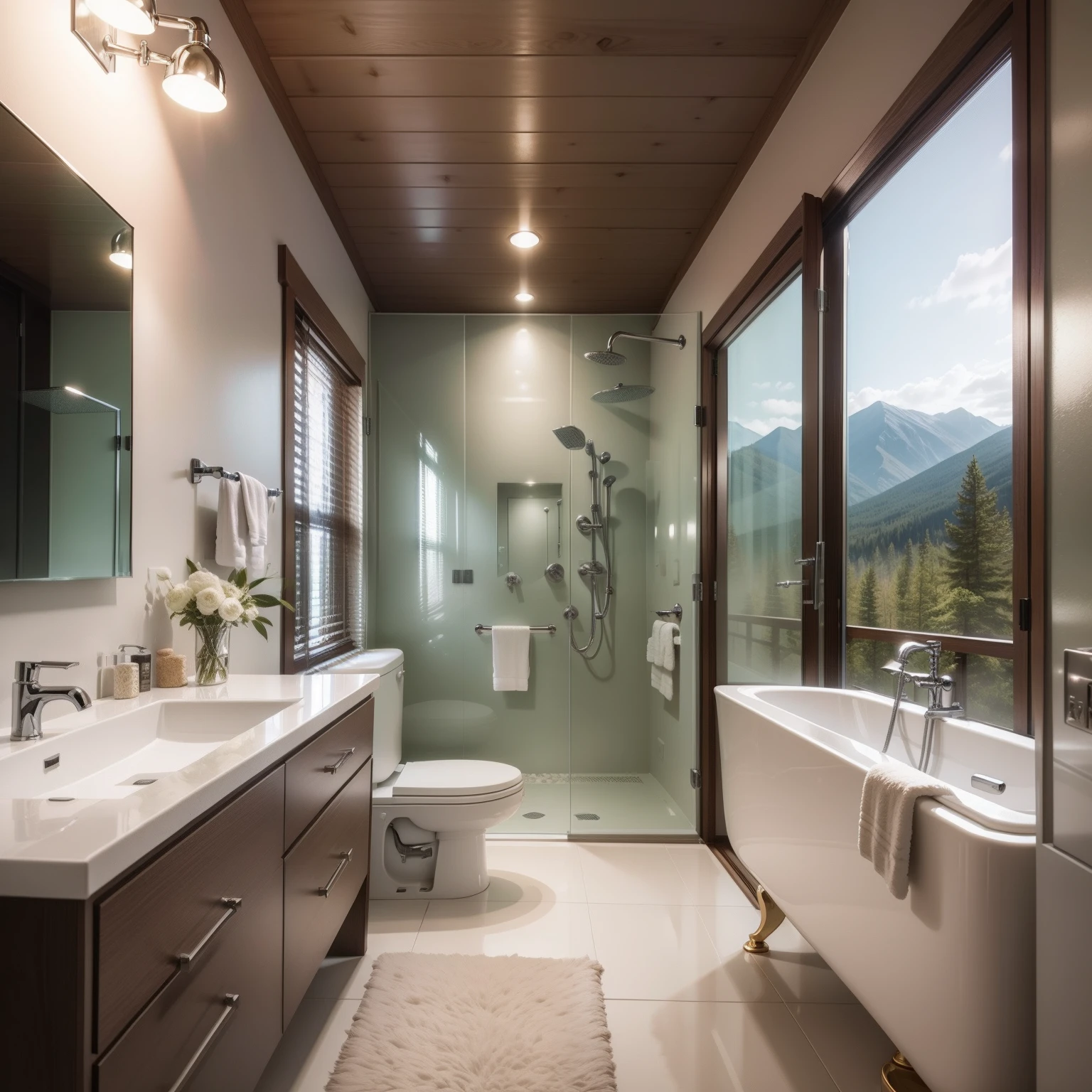 modern bathroom in mountain getaway