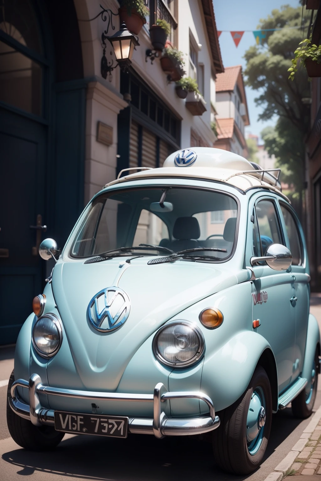 VW bettle voador, pixar, funny, colorido
