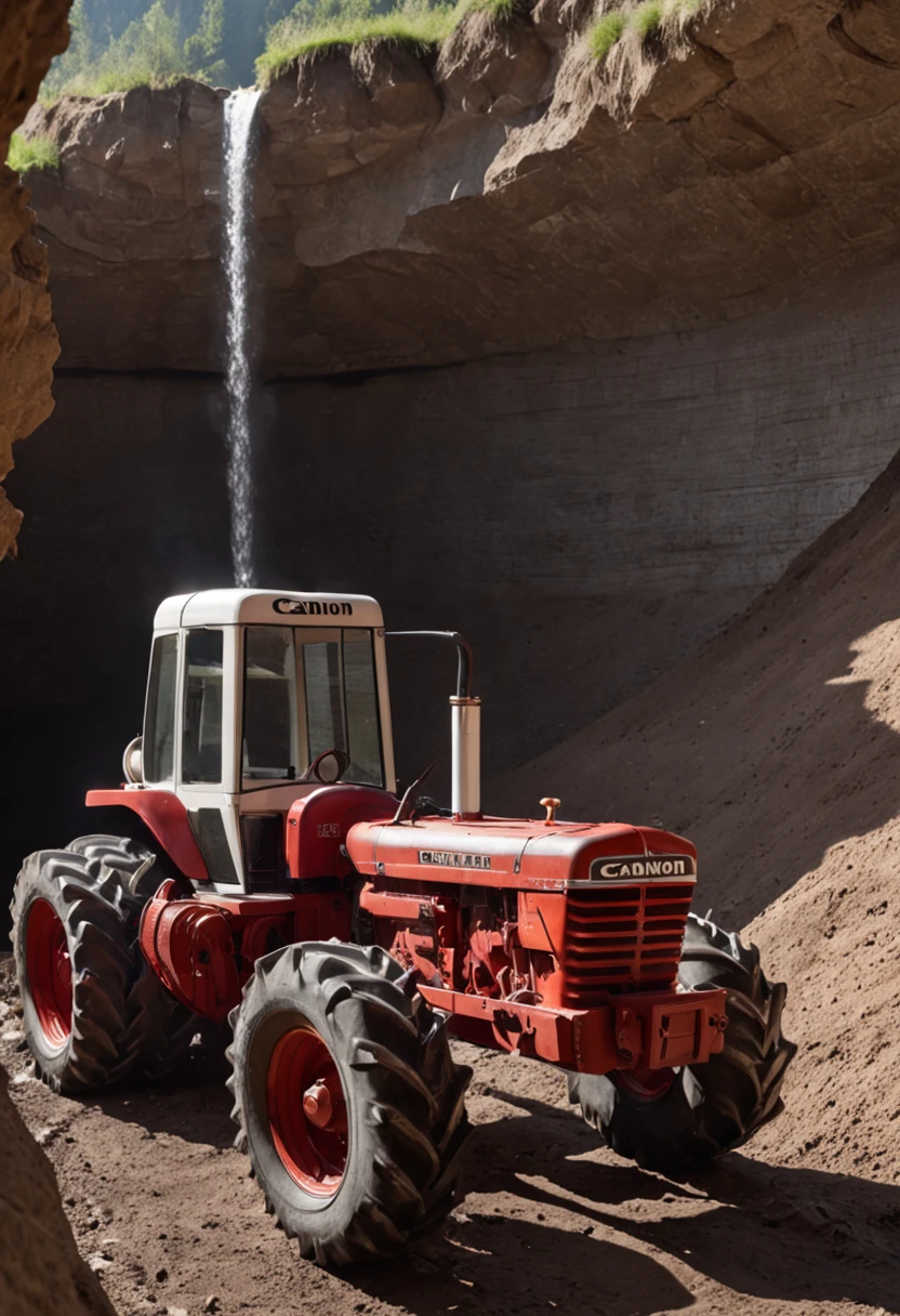 TRACTOR IN MINING DAM, highes definition, SUPER REAL
