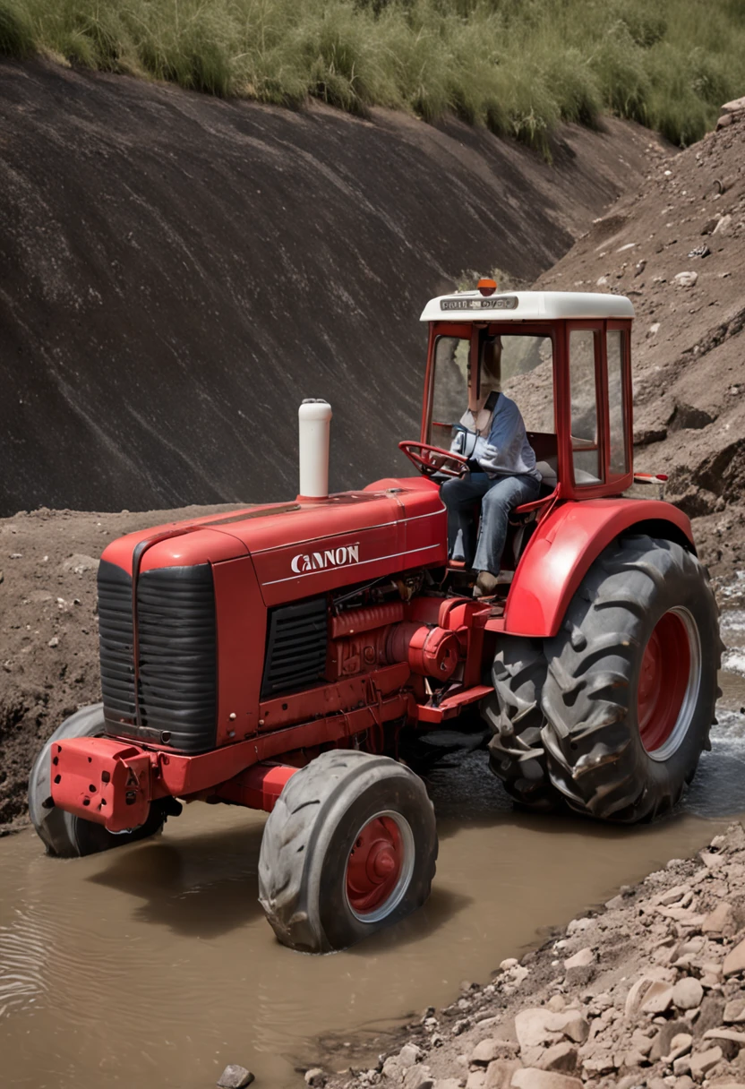 TRACTOR IN MINING DAM, highes definition, SUPER REAL