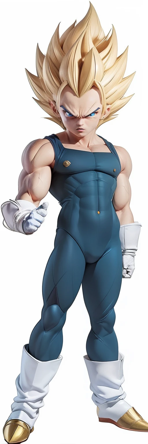 obra-prima, melhor qualidade, vegeta super Sayajin realista, cabelo todo arrepiado para cima, maintain the facial expression of furious anger