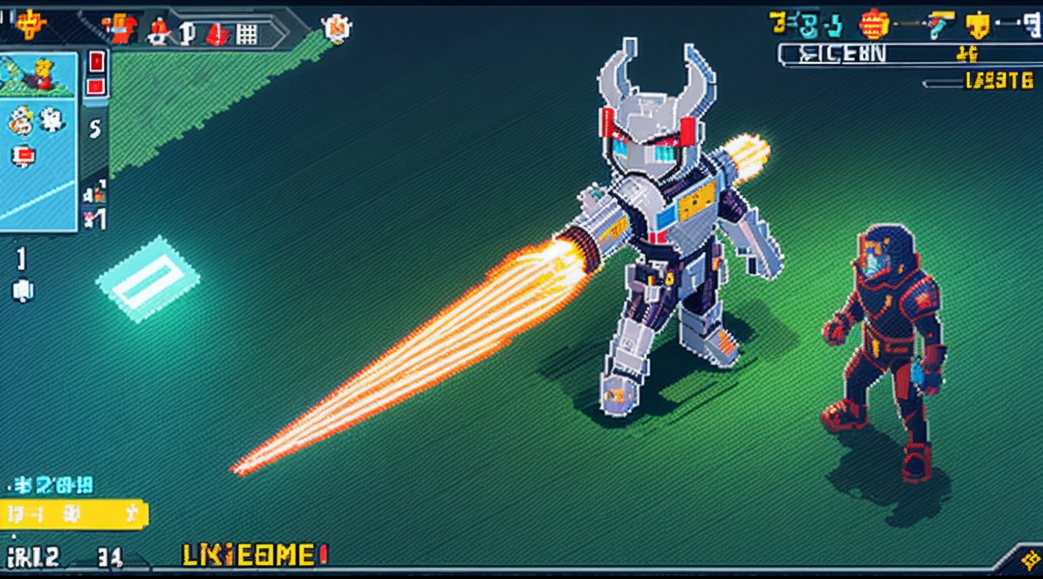 pixel game，character  design，Sci-fi suit，Warrior with a laser gun， Pixel art #pixelart