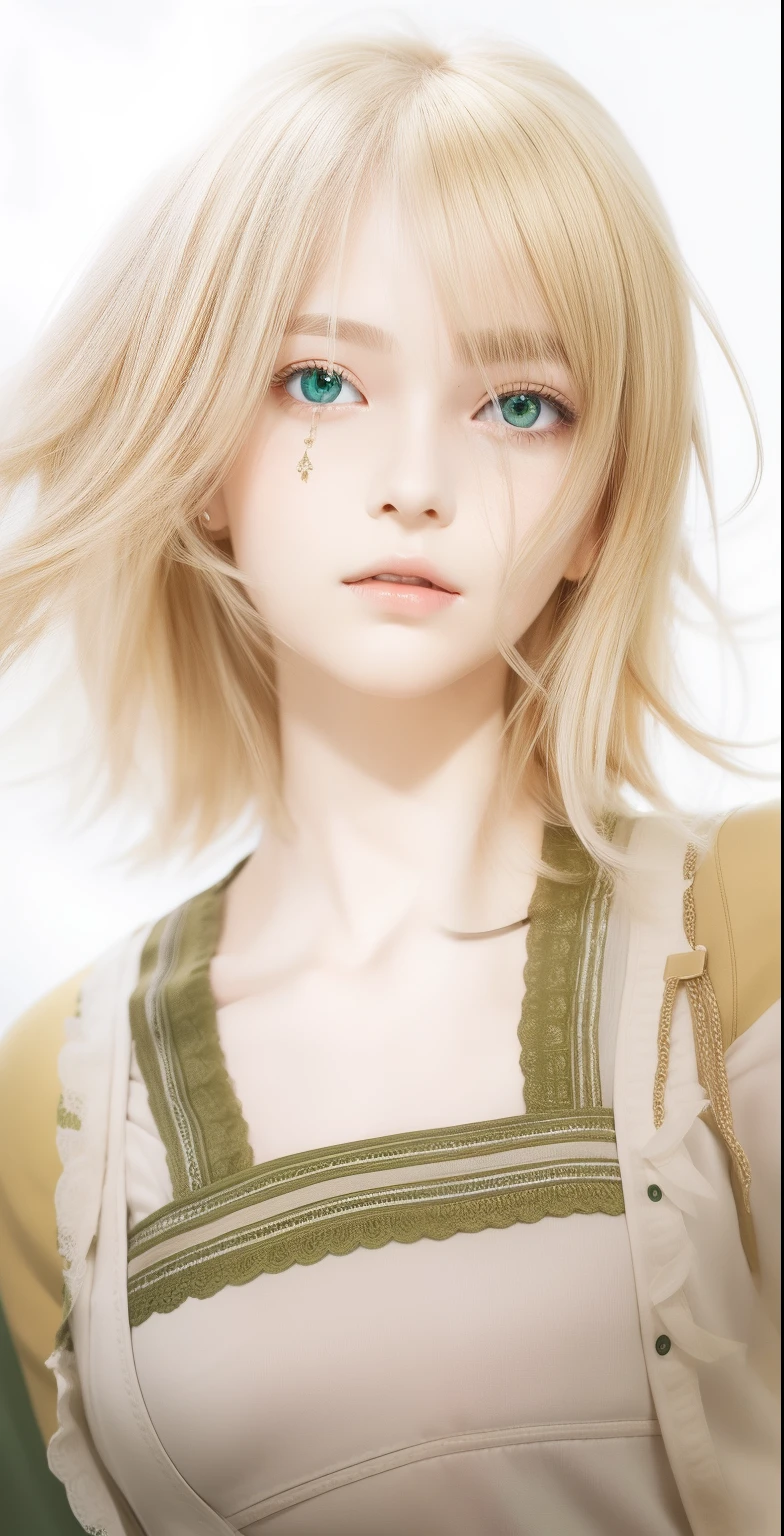 1girl, Psyche Callista, Blond Hair, Short Hair, Green Eye, Realistic, ultra detail,