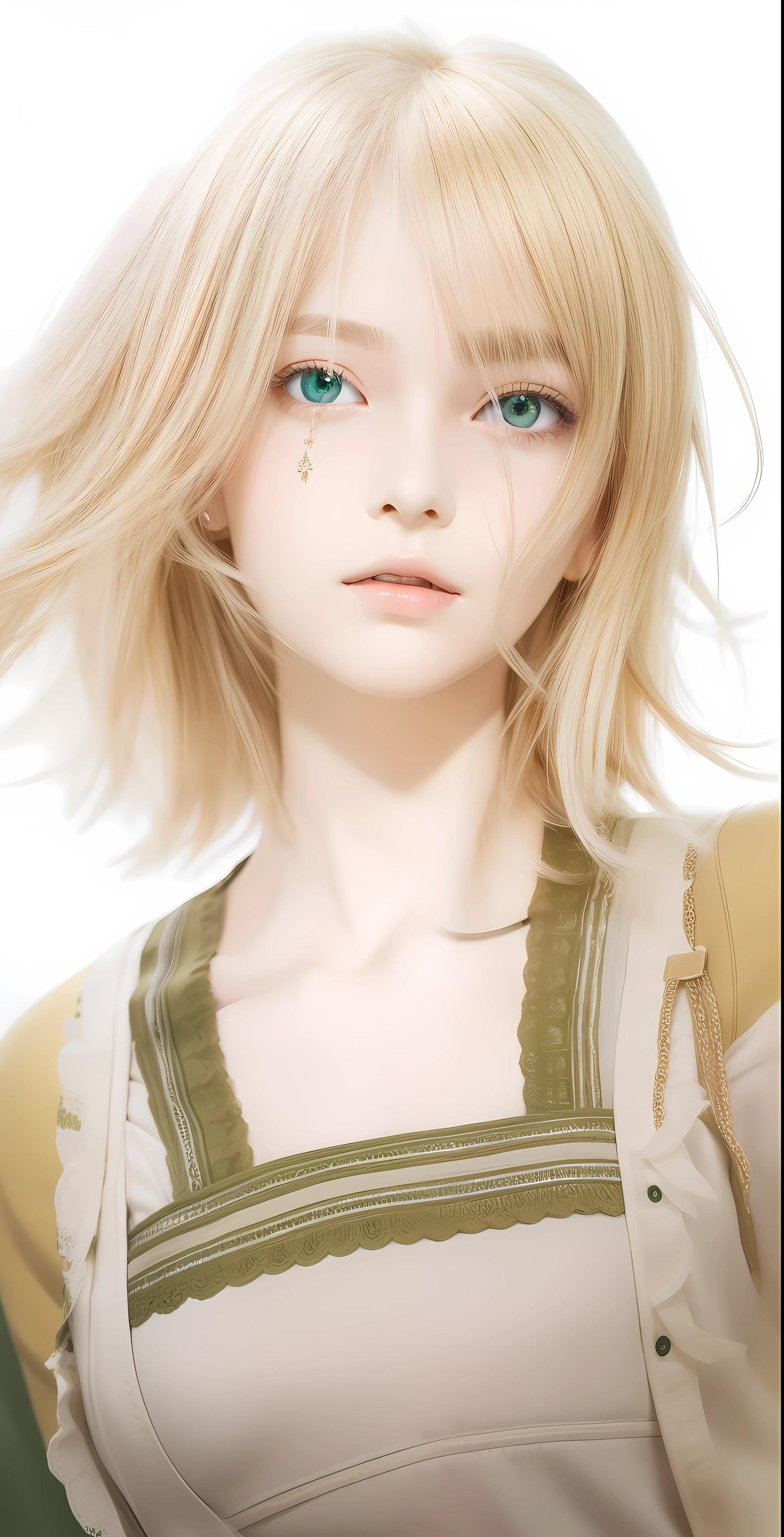 1girl, Psyche Callista, Blond Hair, Short Hair, Green Eye, Realistic, ultra detail,