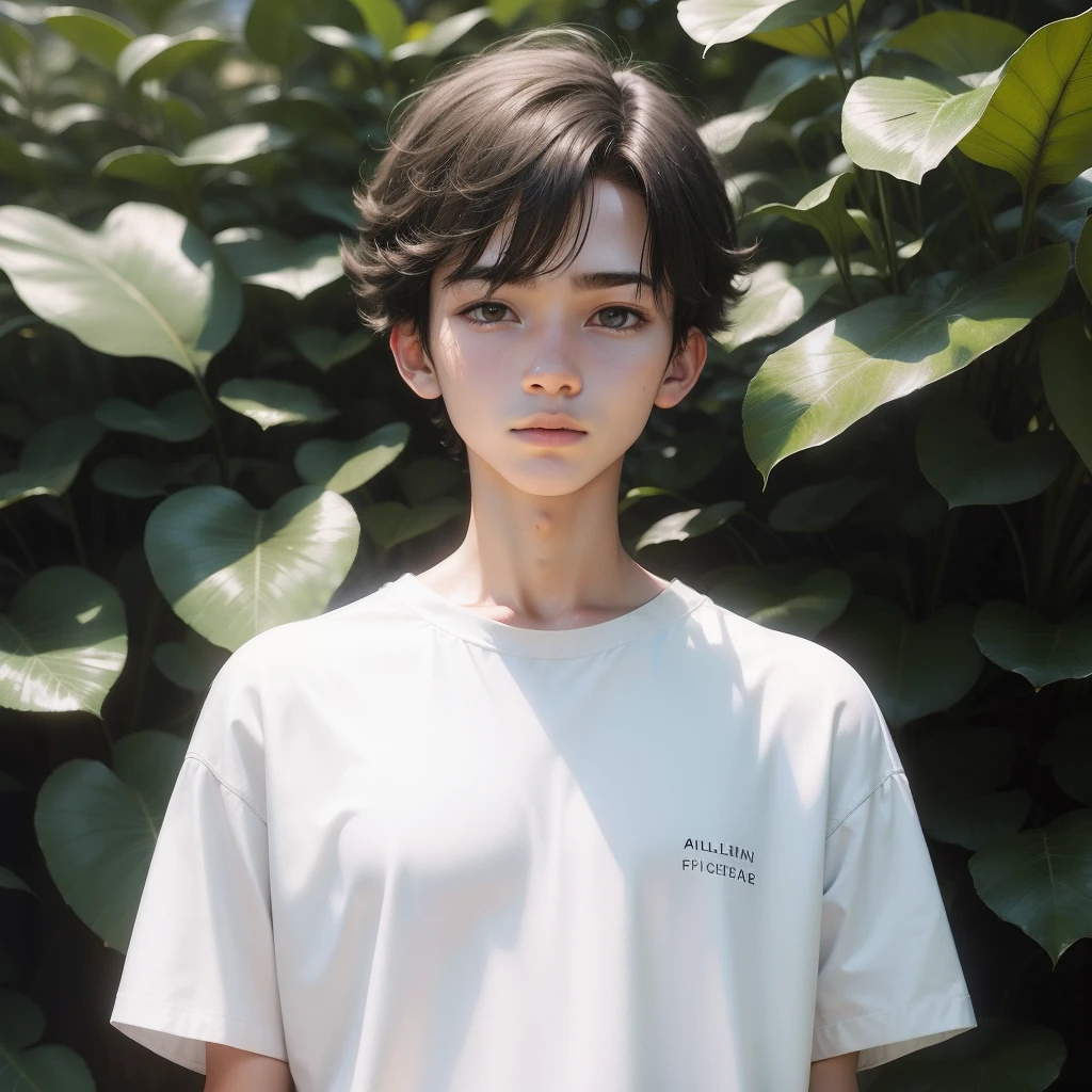 16 years old boy,Wearing a white top,Talk to an alien