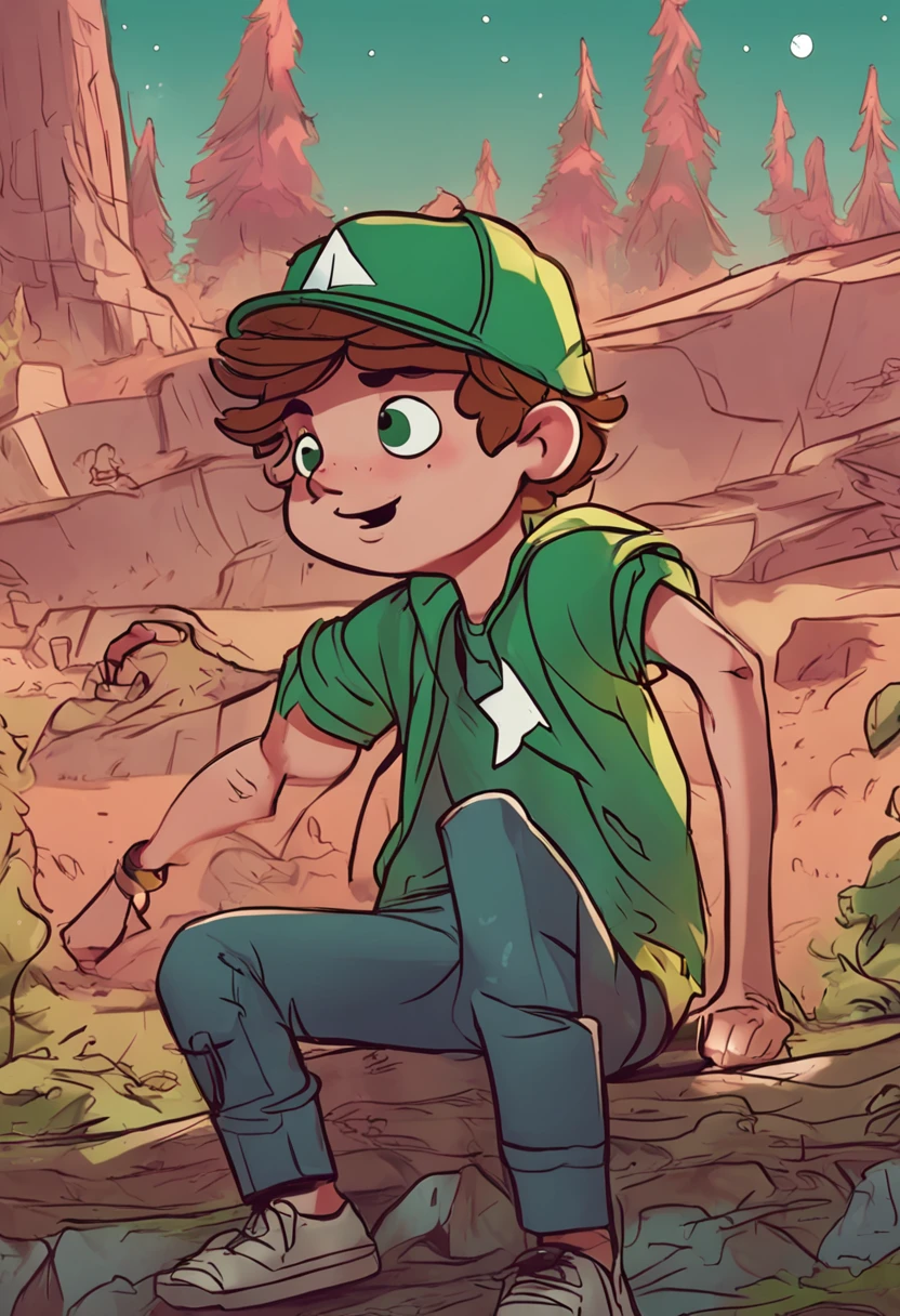 dipper pines with green hair
