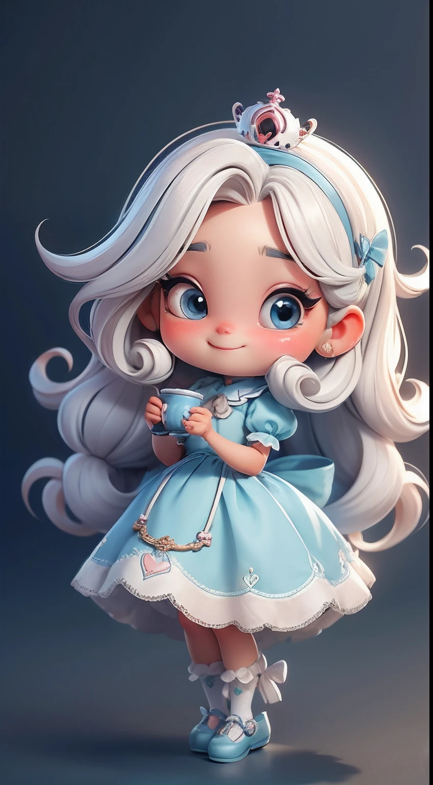 Create a loli chibi version of the Alice character in an 8K resolution.
Boneca Chibi Alice: She should look adorable and cute, Keeping the iconic elements of the original character. A Alice chibi deve ter um rosto redondo com olhos grandes e brilhantes, long eyelashes and rosy cheeks. Seus cabelos devem ser curtos e em tons vibrantes de loiro ou castanho claro.
Vestido encantador: Vista a Alice chibi com um vestido fofo e elegante em tons de azul ou branco. O vestido pode ter babados, lace and details that refer to the theme of Wonderland. Add loops or ribbons to add a touch of delicacy.
Avental e Arco: Acrescente um avental branco sobre o vestido da Alice chibi, tied at the waist with a delicate bow. O avental pode ter pequenos detalhes como bolsos ou bordados sutis.
Meias e Sapatos Fofos: Complete o visual da Alice chibi com meias listradas em azul e branco ou com detalhes divertidos. On the feet, coloque sapatos fofos de boneca, com amarras ou fivelas.
magical accessories: Add lovely accessories to Alice chibi, like a bow in the hair or a tiara with Wonderland-themed details. You can also include a pocket watch or a cup of tea in your hands.
Certifique-se de adicionar sombras, texturas e detalhes nos cabelos, Alice chibi's clothes and accessories to make her even more adorable and charming. Give him a curious expression and a sweet smile on his face, capturing the essence of the character in a delicate and charming way.