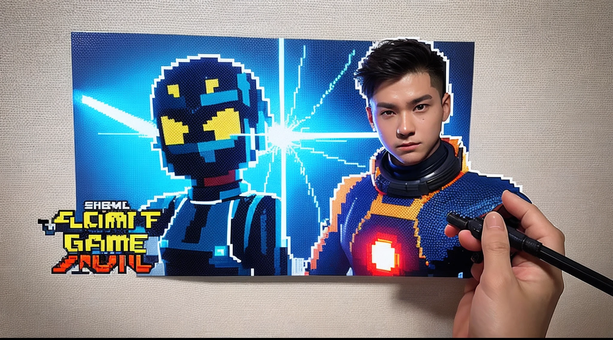 pixel game,character design,Sci-fi suit,Warrior with a laser gun, Pixel art #pixelart