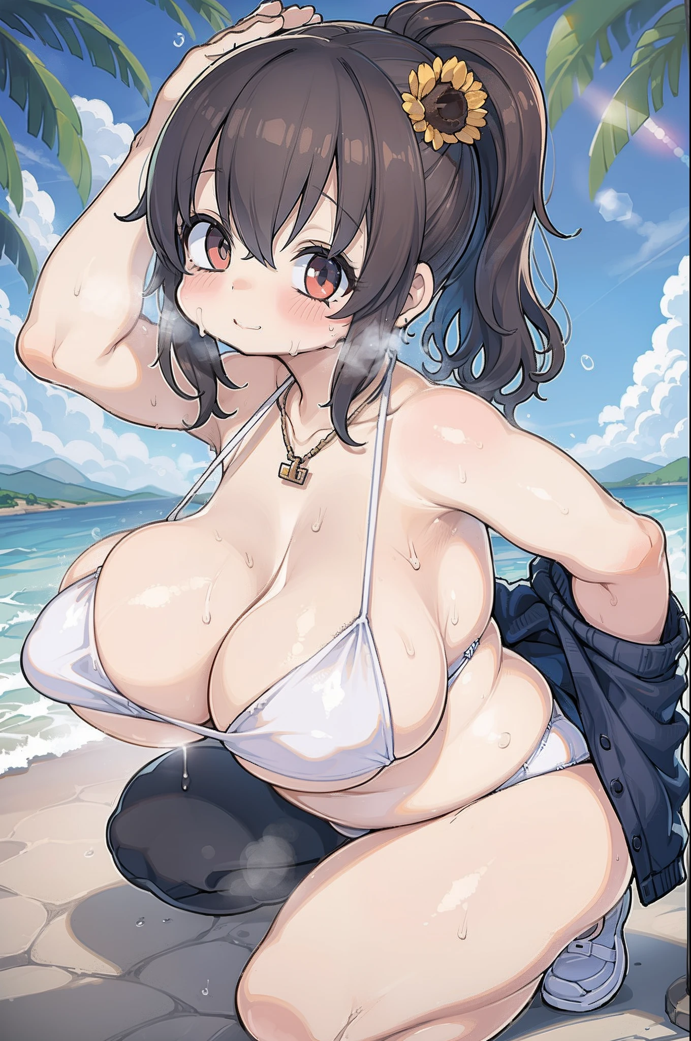 Sporty, A dark-haired,sun burn、Sweating、bbw、summer sunlight
