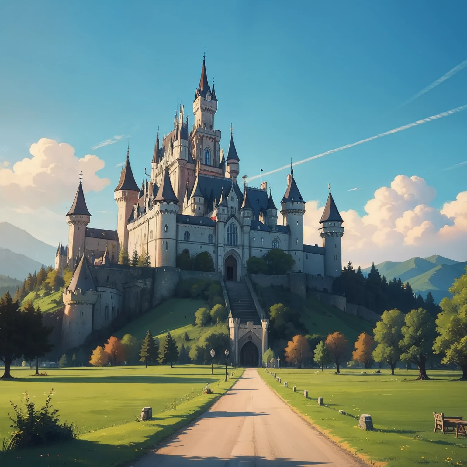 Big castle in the middle of a village