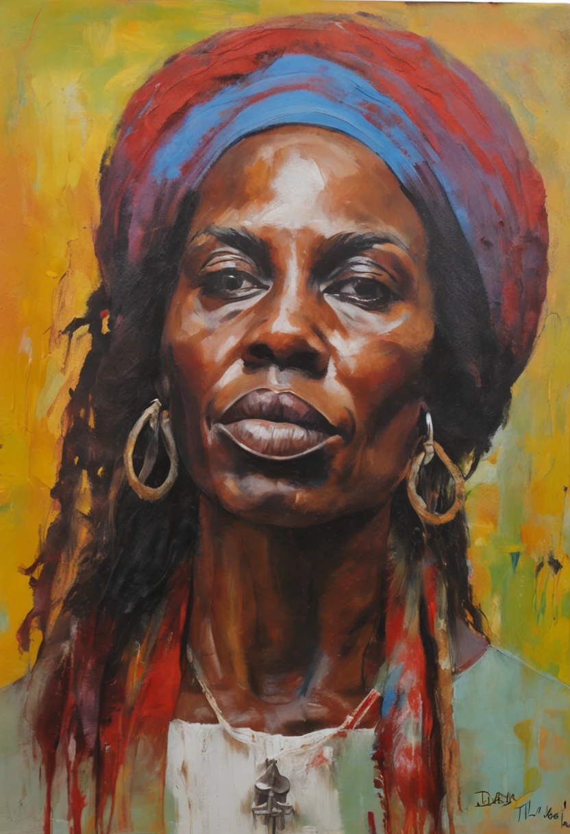 ((master part:1.4, best quality:1.2)),uma mulher, uma sacerdotisa umbanda, marsh, dreadlocks com turbante branco, skulls, vestido vermelho, roupas brancas, Retrato da obra de arte, sexy, Erotic.