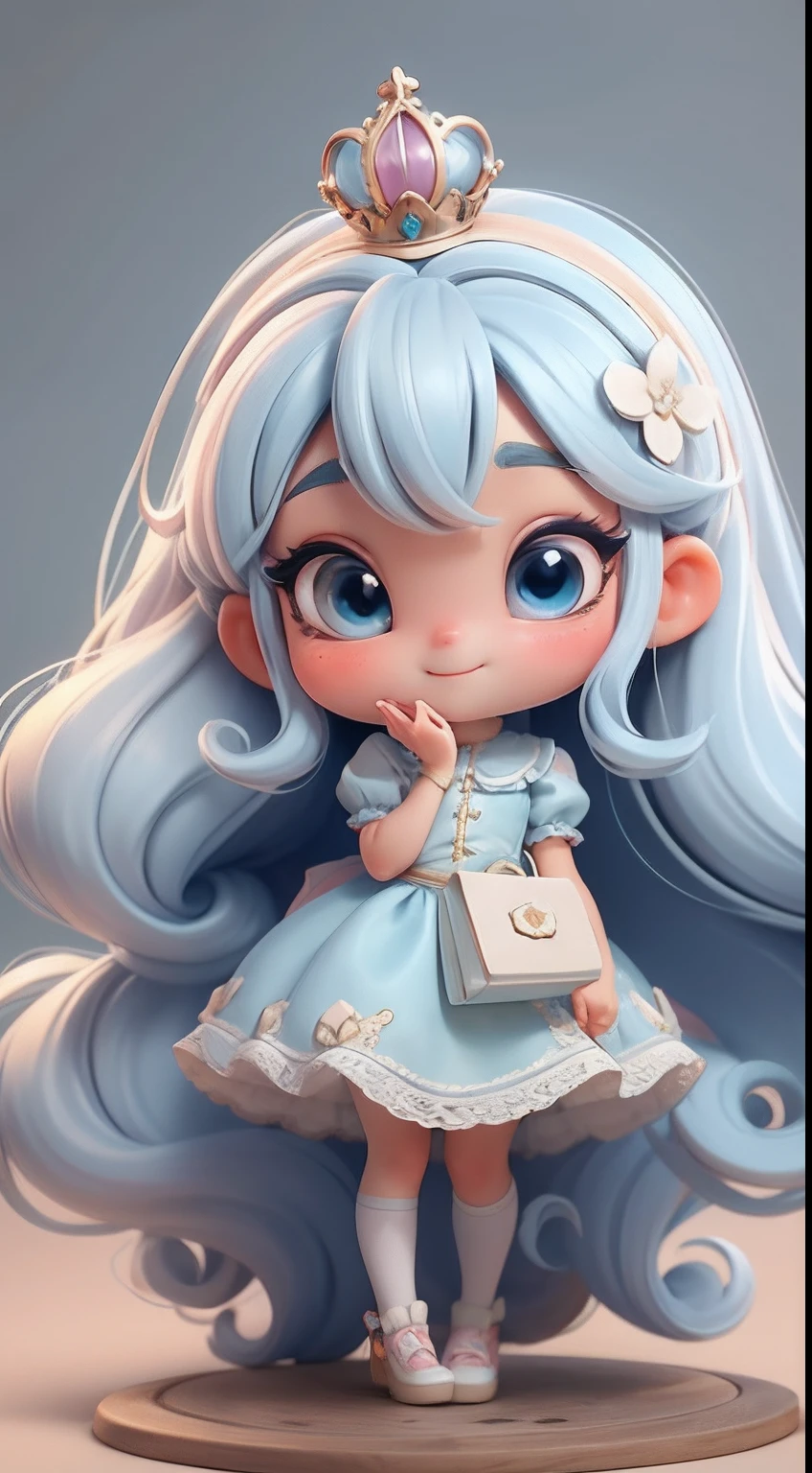 Create a loli baby chibi version of the Alice character in an 8K resolution.

Boneca Chibi Alice: She should look adorable and cute, Keeping the iconic elements of the original character. A Alice chibi deve ter um rosto redondo com olhos grandes e brilhantes, long eyelashes and rosy cheeks. Seus cabelos devem ser curtos e em tons vibrantes de loiro ou castanho claro.

Vestido encantador: Vista a Alice chibi com um vestido fofo e elegante em tons de vermelho ou branco. O vestido pode ter babados, lace and details that refer to the theme of Wonderland. Add loops or ribbons to add a touch of delicacy.

Avental e Arco: Acrescente um avental branco sobre o vestido da Alice chibi, tied at the waist with a delicate bow. O avental pode ter pequenos detalhes como bolsos ou bordados sutis.

Meias e Sapatos Fofos: Complete o visual da Alice chibi com meias listradas em azul e branco ou com detalhes divertidos. On the feet, coloque sapatos fofos de boneca, com amarras ou fivelas.

magical accessories: Add lovely accessories to Alice chibi, like a bow in the hair or a tiara with Wonderland-themed details. You can also include cute theme accessories in your hands.

Certifique-se de adicionar sombras, texturas e detalhes nos cabelos, Alice chibi's clothes and accessories to make her even more adorable and charming. Give him a smiling expression and a sweet smile on his face, capturing the essence of the character in a delicate and charming way.