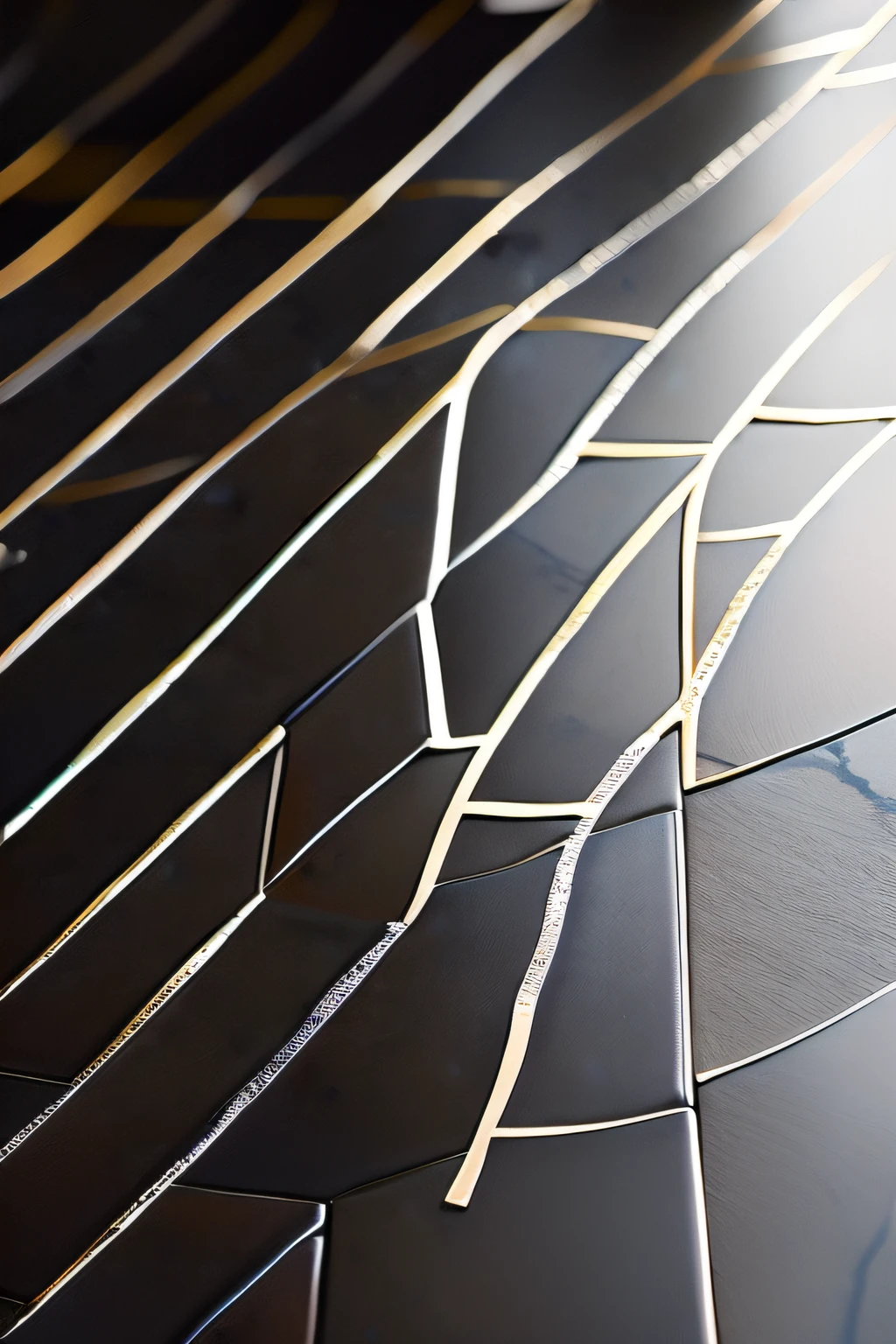 There is a close up of a black table with a gold design - SeaArt AI