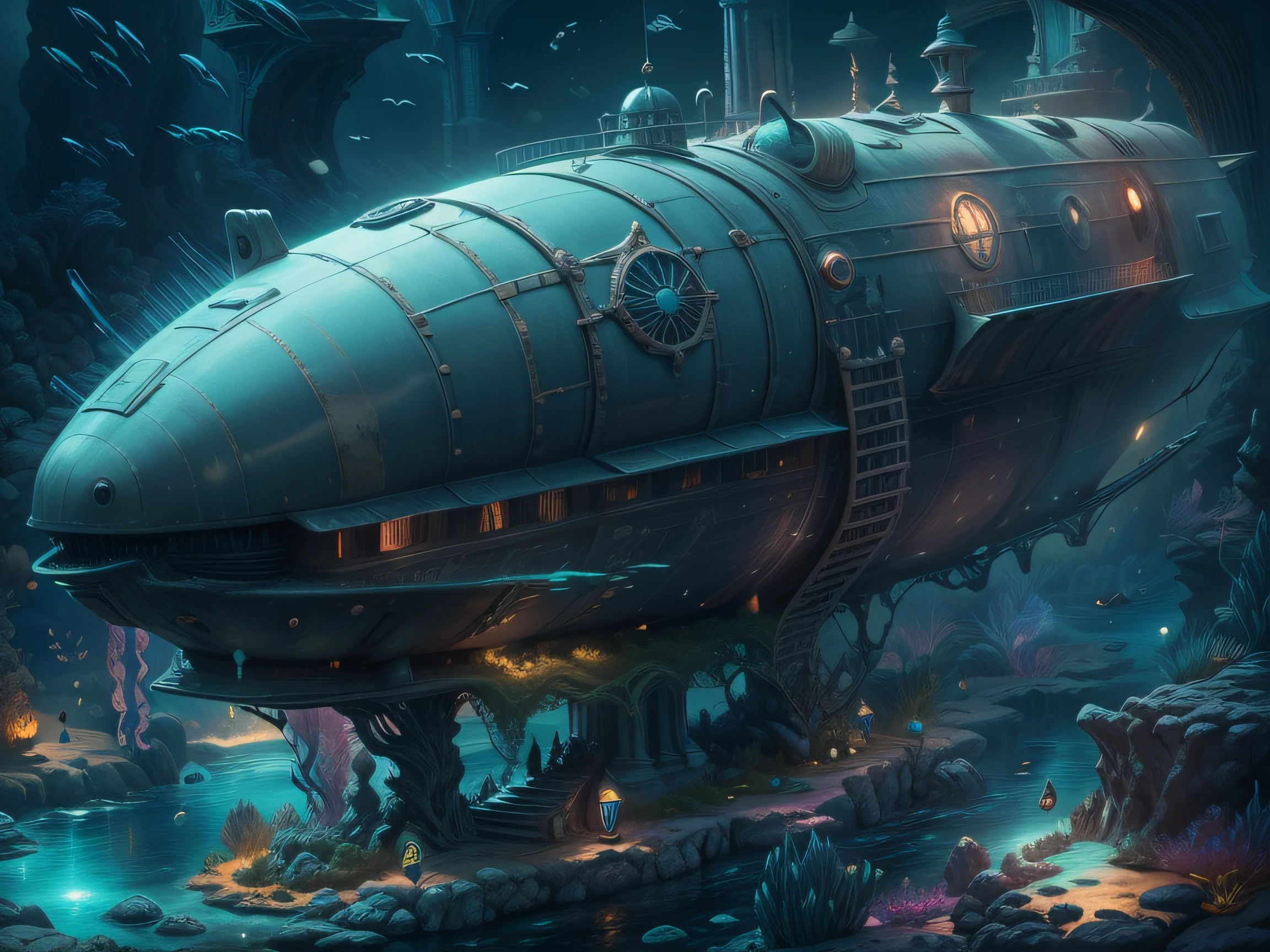 high-level image quality, ultra-detailliert, submarine, fantasy