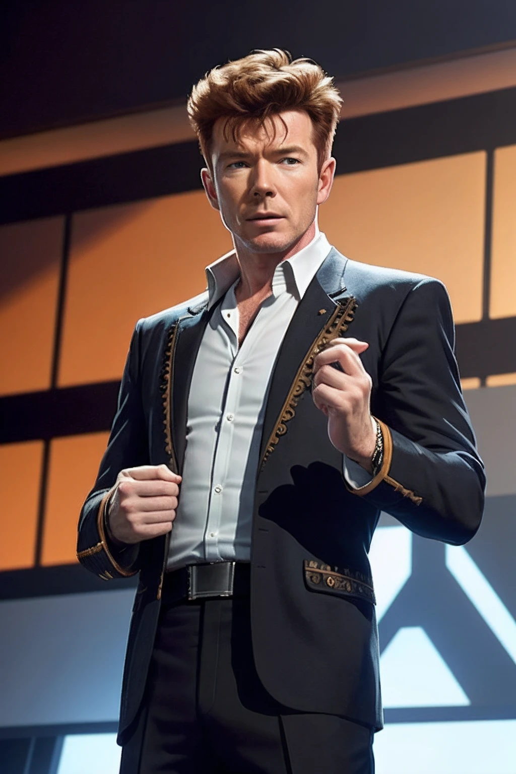 rick astley dressed as captain picard, photorealistic, intricated details