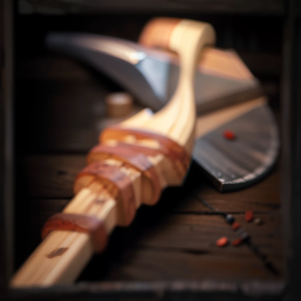 wooden club with a flint tip, rustic weapon