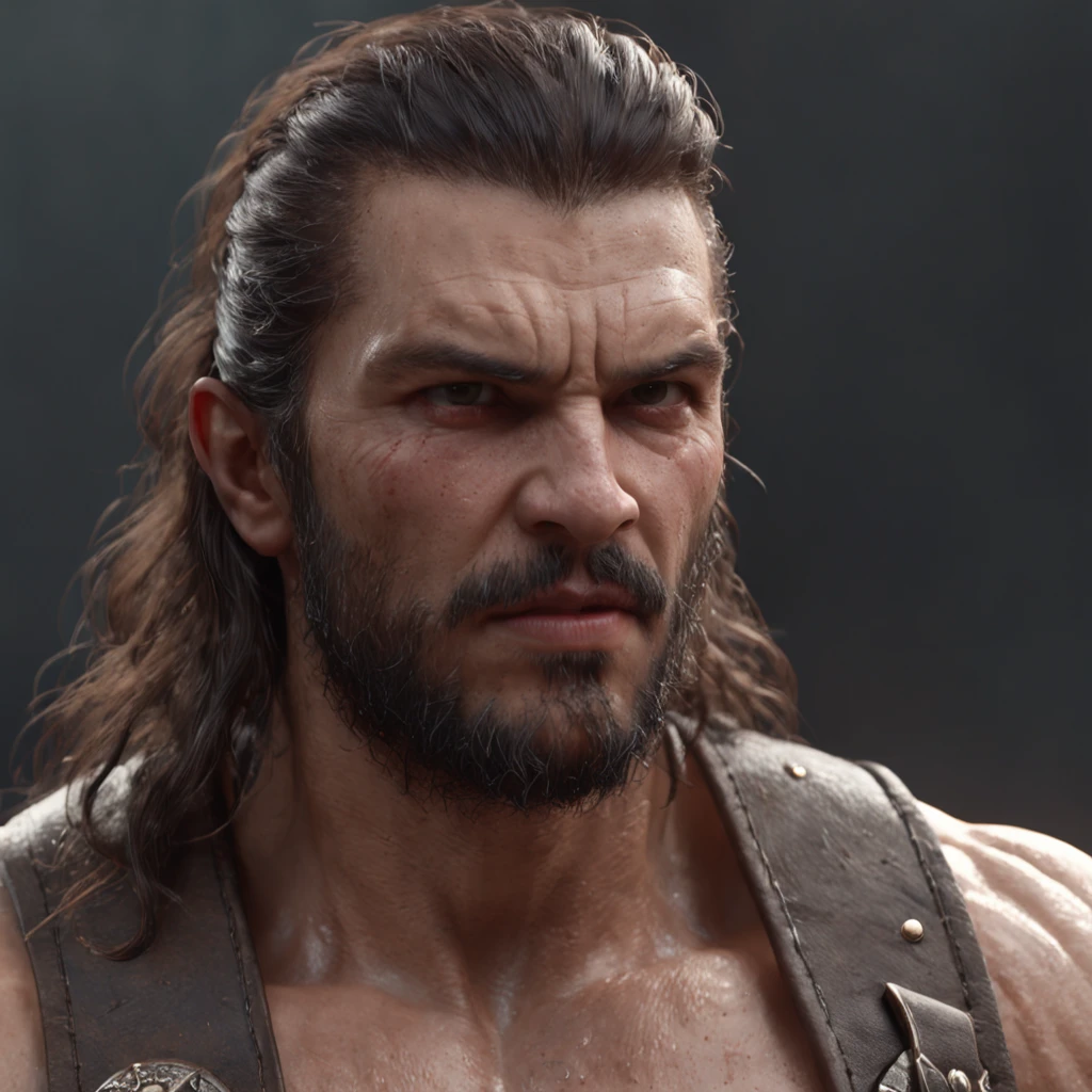 (professional 3d render:1.3) af (Realistic:1.3) most beautiful artwork photo in the world，Features soft and shiny male heroes, ((Epic hero fantasy muscle man rough wet hero angry look long hair short beard and ferocious expression in dynamic pose, Fantastic location, Majestic cluttered environment)), full body 8k unity render, action  shot, skin pore, very dark lighting, heavyshading, Detailed, Detailed face, (vibrant, photograph realistic, Realistic, Dramatic, Dark, Sharp focus, 8K), (Old leather garments damaged by weathering:1.4), ((((Wear fur)))), (Intricate:1.4), decadent, (Highly detailed:1.4), Digital painting, rendering by octane, art  stations, concept-art, smooth, Sharp focus, illustration, Art germ, (loish:0.23), wlop ilya kuvshinov, and greg rutkowski and alphonse mucha gracias, (Global illumination, Studio light, volumettic light), heavy rain, particles floating, lotr, fantasy, elf, full bodyesbian, ((Dark and ancient city background:1.3)),CGSesociety,art  stations