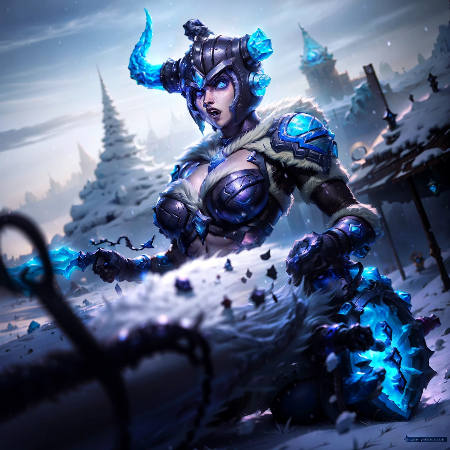 Sejuani,(league of legends),lutando na neve