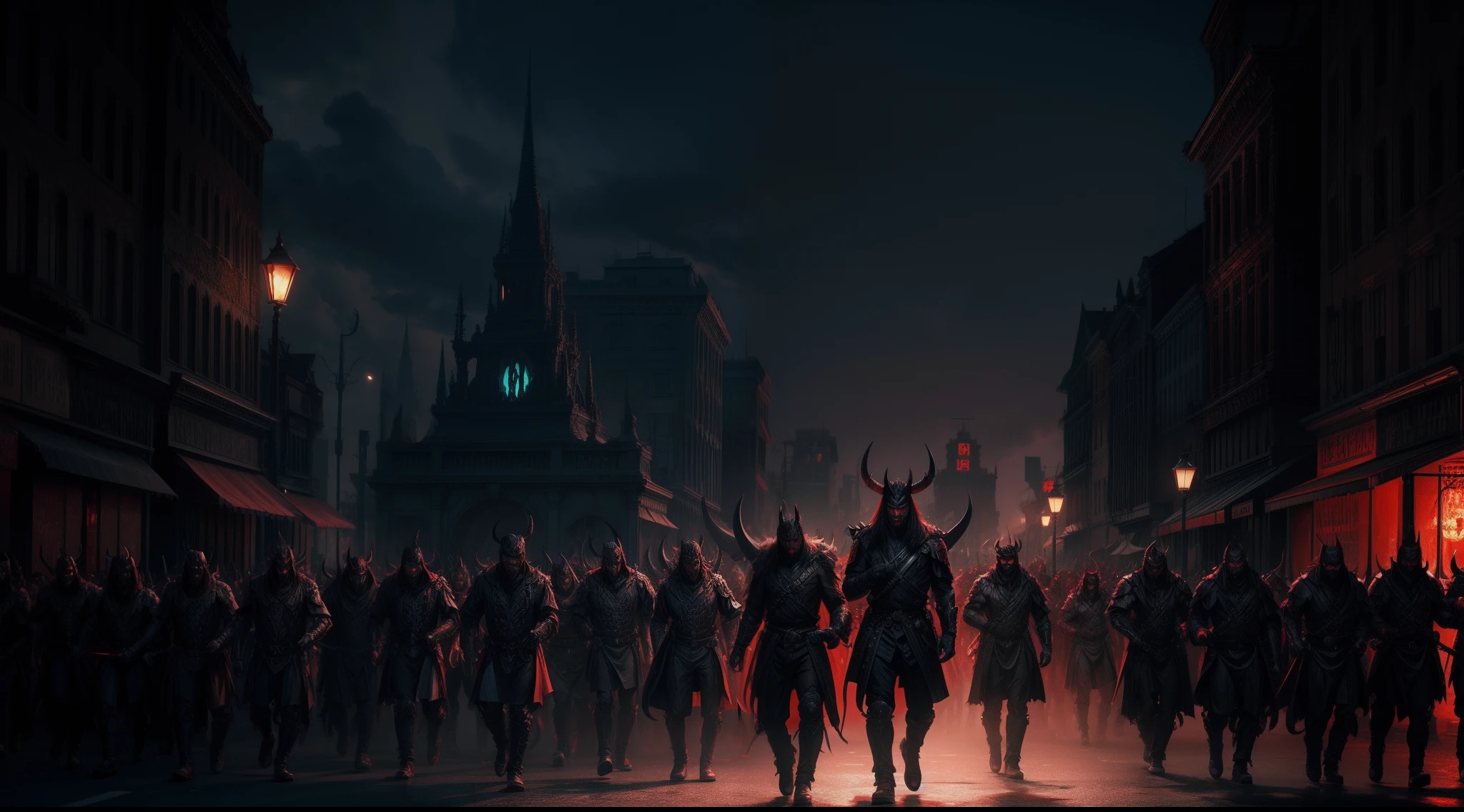 night paraded of one hundred demons, 8K, beautiful, digital illustration, HD, trending on Artstation