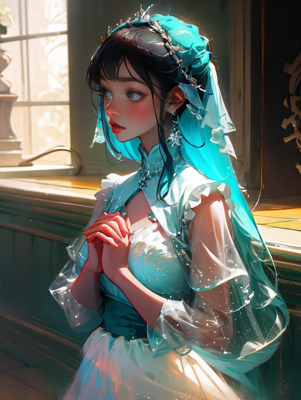 Clasp your hands together girl pray white