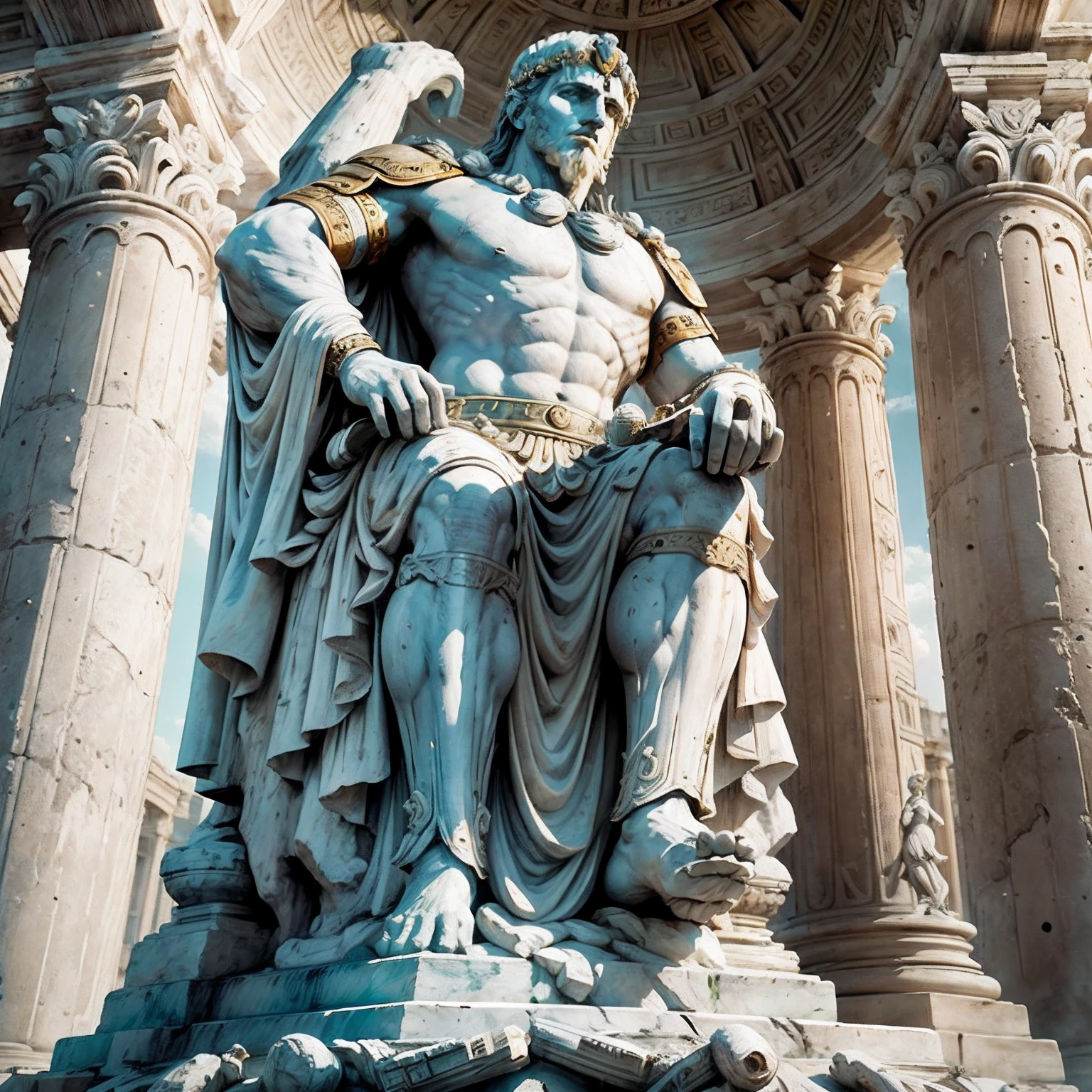 Caesar great Legendary emperors promoted the cult of Jupiter Capitolinus, The main god of the Roman pantheon. He rebuilt and enlarged the Temple of Jupiter from the Capitol on Capitoline Hill in Rome.., making it one of the most magnificent and imposing temples in the city