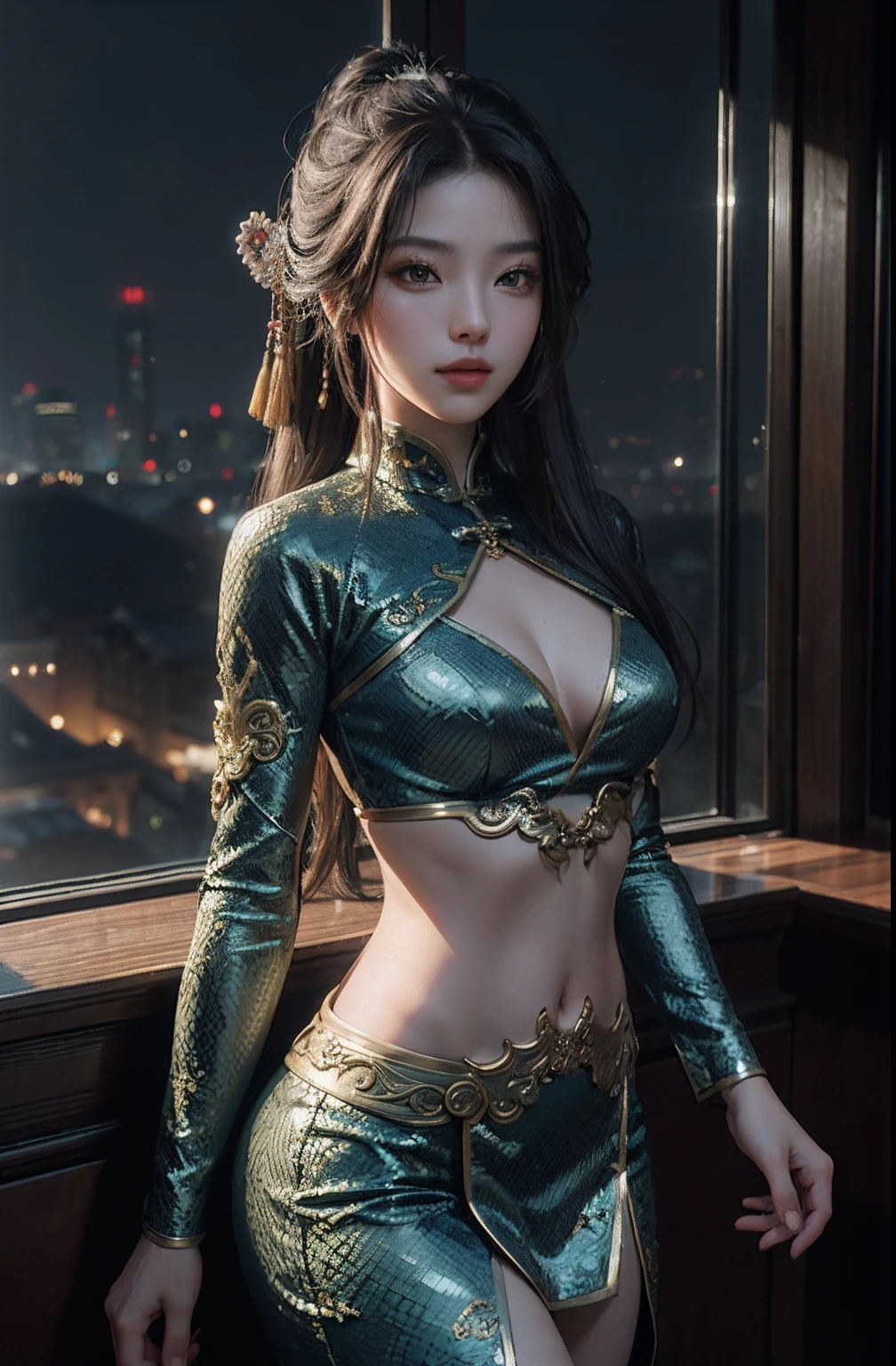 （RAW photos，4k，tmasterpiece，A high resolution，extremly intricate）（realisticlying：1.4），Cinematic lighting Serpentine body，
Chinese mythology