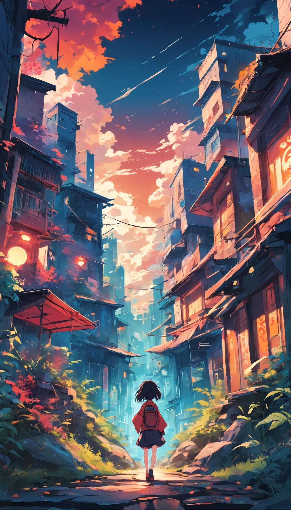 landscape surrounded by vibraprint ready vector t-shirt design, professional vector, high detail, t-shirt design, graffiti, vibrant, nt, cityscape.