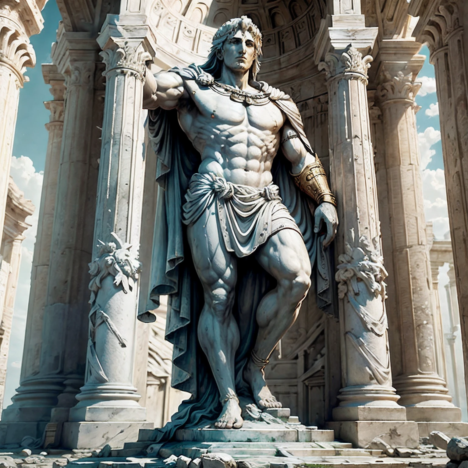 Caesar promoted the cult of Jupiter Capitolinus main of the Roman pantheon hero novel hyperrealistic super detailed great legendary epic. He rebuilt and enlarged the Temple of Jupiter from the Capitol on Capitoline Hill in Rome.., making it one of the most magnificent and imposing temples in the city