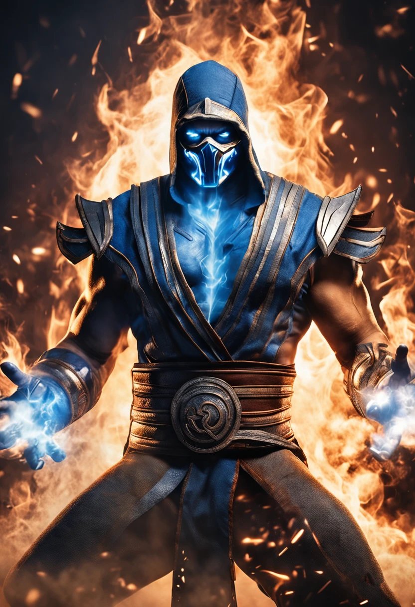 ((Subzero do mortal Kombat, ultra realistic)), (((corpo inteiro))), ((perfect hands)), atordoante, hyper realistic, octan render, surrounded by the effect of smoke and lightning, Estilo Mortal Kombat, fundo antigo, elegante, atordoante, (papel de parede), arte conceitual, detalhes intrincados, altamente detalhado, ((cinemactic)), Dramatic, (extremely high quality, Concedido, master part:1.5), (fotorrealista:1.5), fotografia, Realistic photo, Nikon, Luz Natural, 4k, highes definition, XF IQ4, 150MP, 50 millimeters, ISO 1000 Certification, 1/250 Anos, Luz Natural, Adobe Lightroom, photolab, Photographic Affinity, PhotoDirector 365,