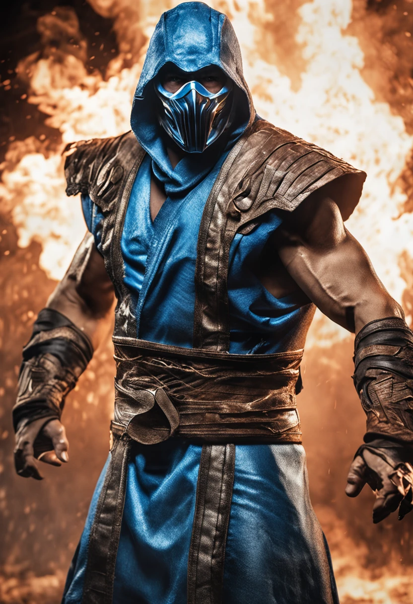 ((Subzero do mortal Kombat, ultra realistic)), (((corpo inteiro))), ((perfect hands)), atordoante, hyper realistic, octan render, surrounded by the effect of smoke and lightning, Estilo Mortal Kombat, fundo antigo, elegante, atordoante, (papel de parede), arte conceitual, detalhes intrincados, altamente detalhado, ((cinemactic)), Dramatic, (extremely high quality, Concedido, master part:1.5), (fotorrealista:1.5), fotografia, Realistic photo, Nikon, Luz Natural, 4k, highes definition, XF IQ4, 150MP, 50 millimeters, ISO 1000 Certification, 1/250 Anos, Luz Natural, Adobe Lightroom, photolab, Photographic Affinity, PhotoDirector 365,