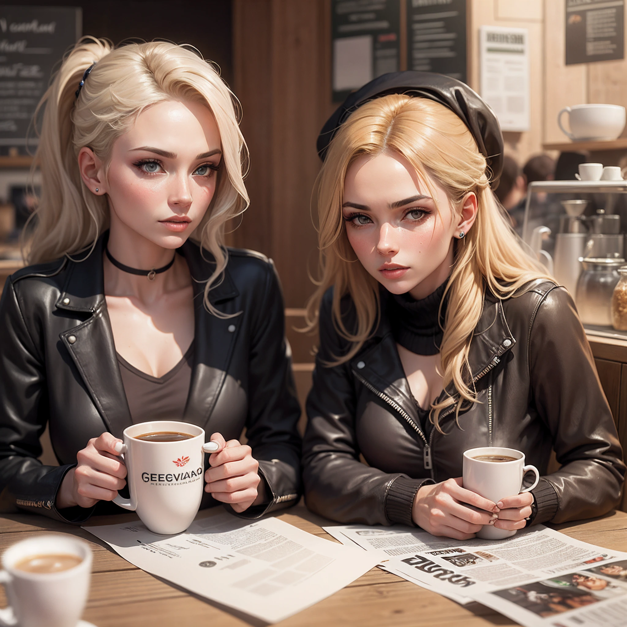 Realistic girl with blond hair smoking chicha