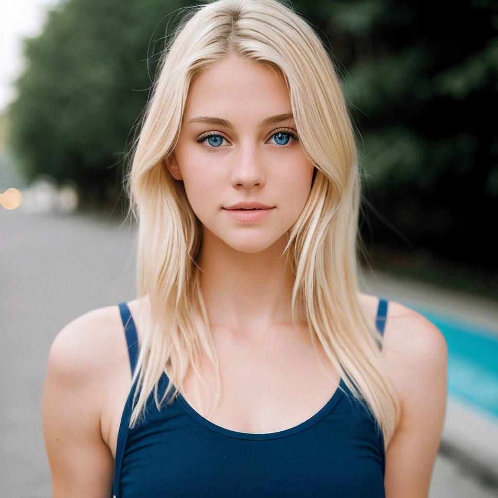 blond woman with blue eyes standing on a street with trees in the background, blonde hair blue eyes, blonde hair and blue eyes, long blonde hair and blue eyes, beautiful blonde girl, blue eyes and blond hair, blond hair blue eyes, gorgeous young model, beautiful young girl, blonde hair and large eyes, beautiful young woman, young blonde woman, at the beach